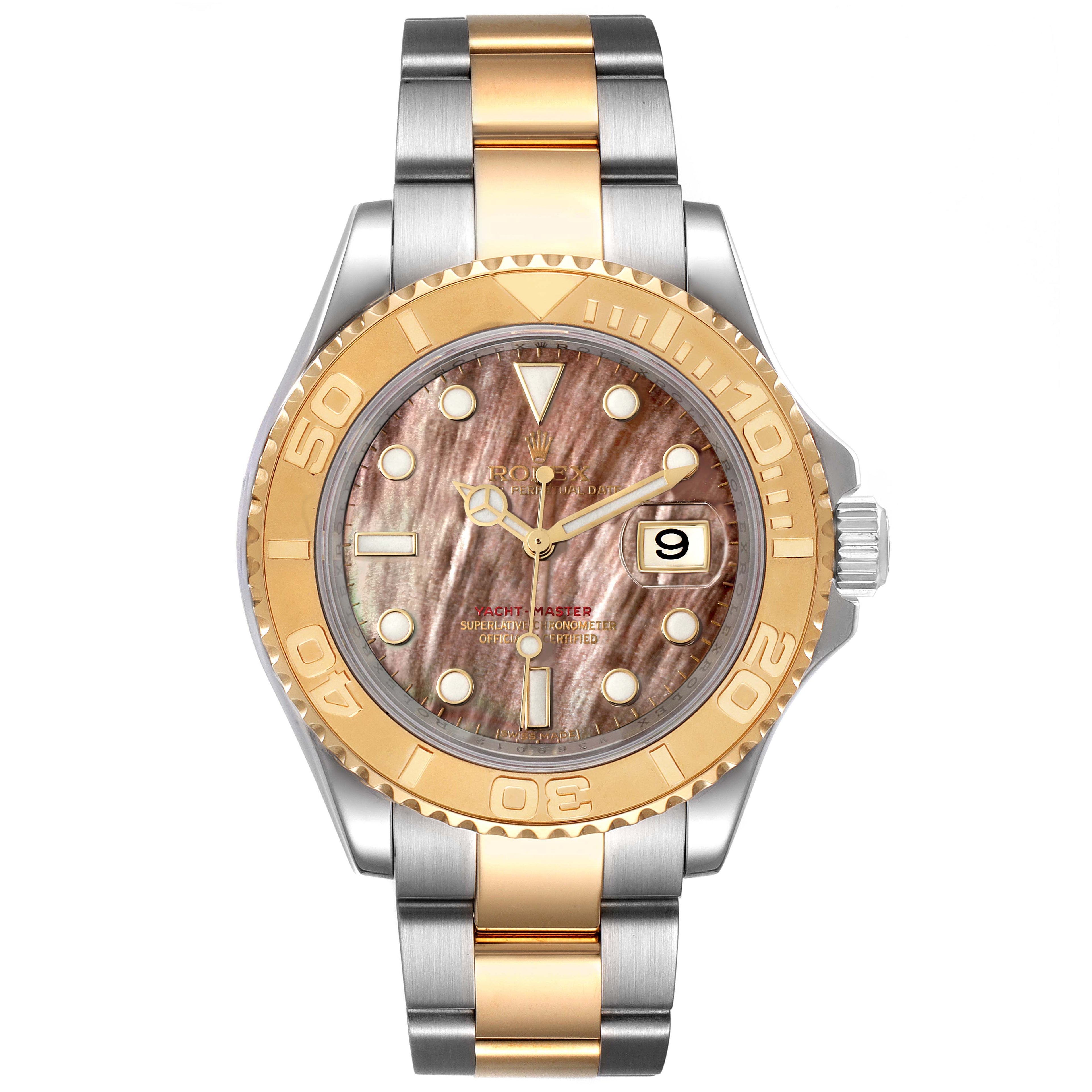 Rolex Yachtmaster 40 Steel Yellow Gold MOP Mens Watch 16623