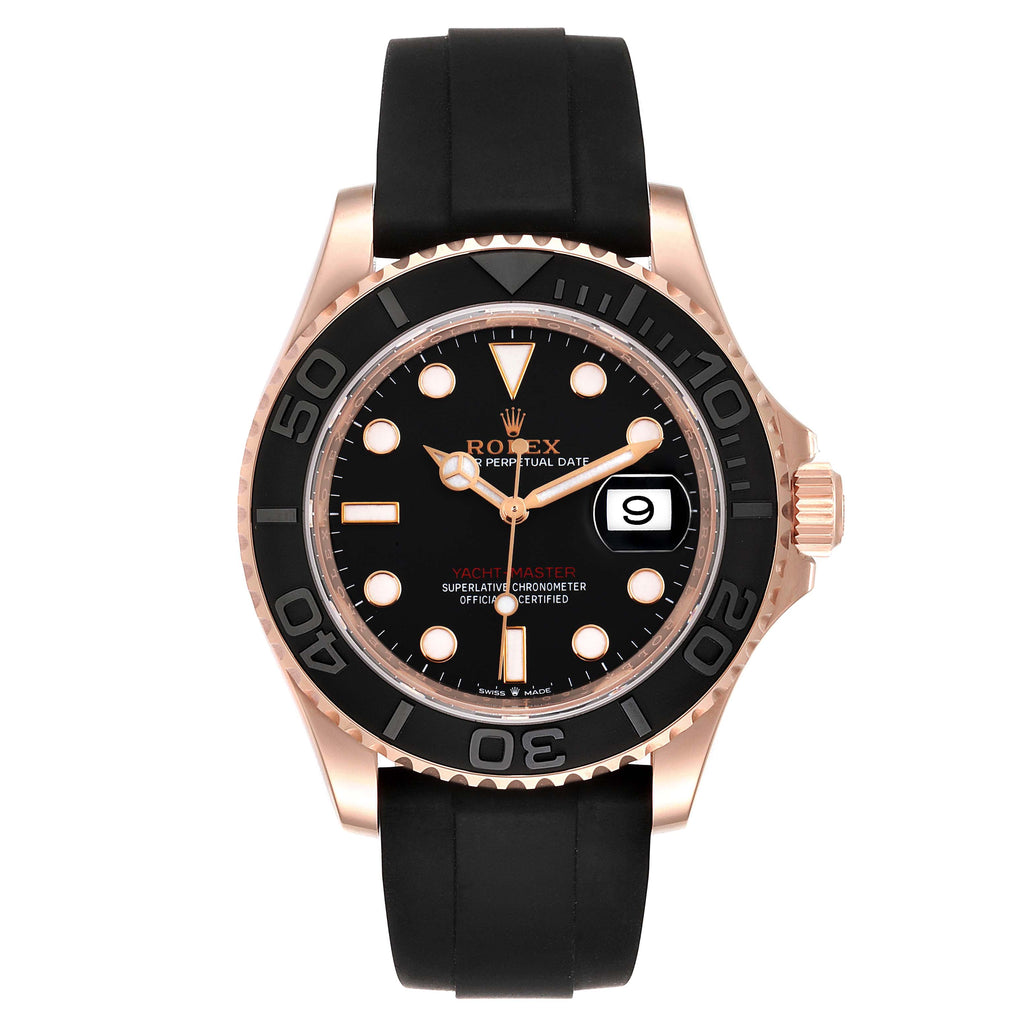 Rolex Yachtmaster 40mm Everose Gold Rubber Strap Mens Watch 126655 Box Card
