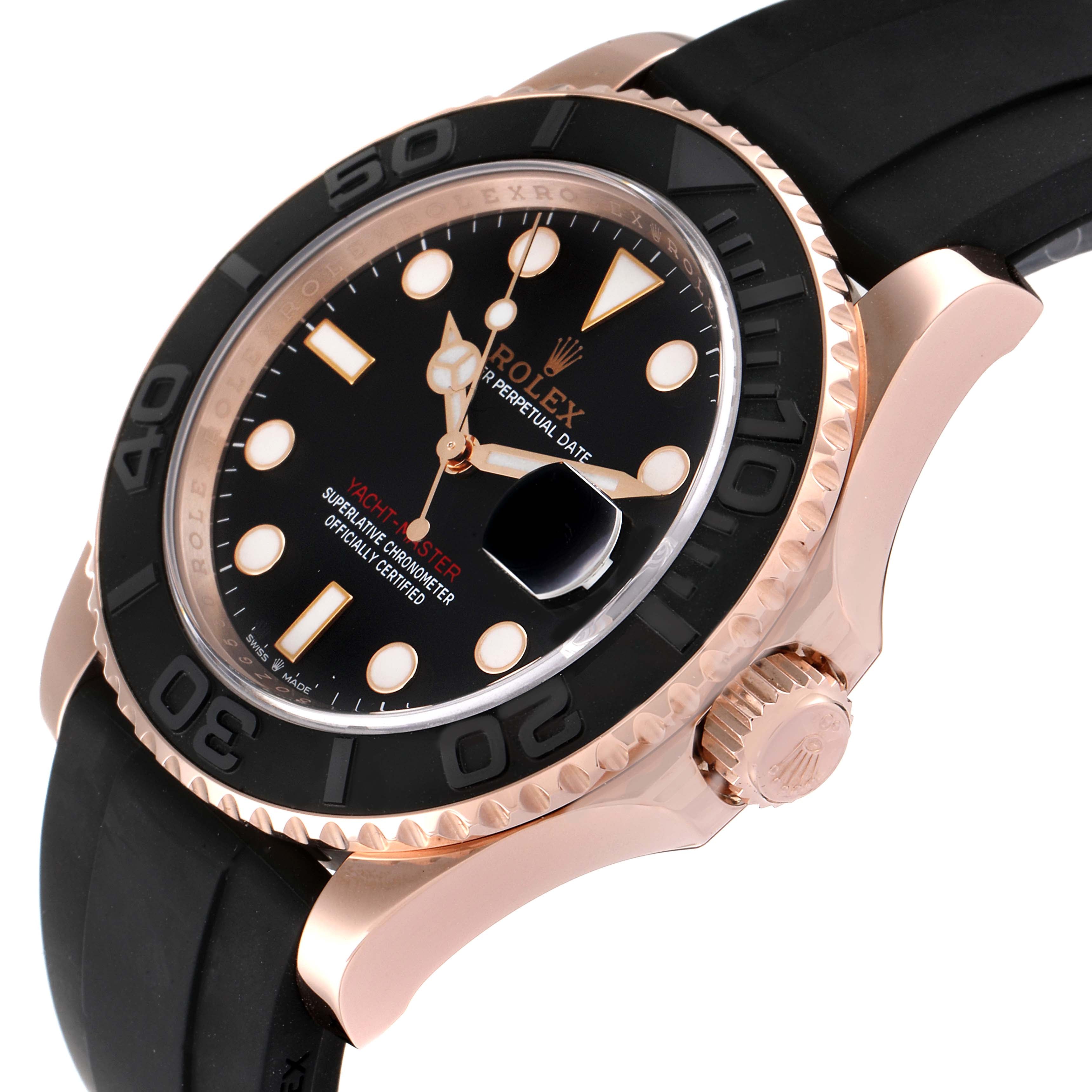 Rolex Yachtmaster 40mm Everose Gold Rubber Strap Mens Watch 126655 Box Card