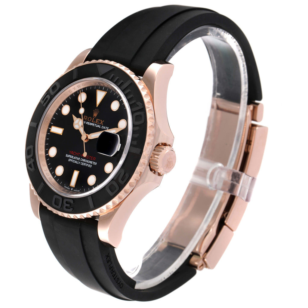 Rolex Yachtmaster 40mm Everose Gold Rubber Strap Mens Watch 126655 Box Card