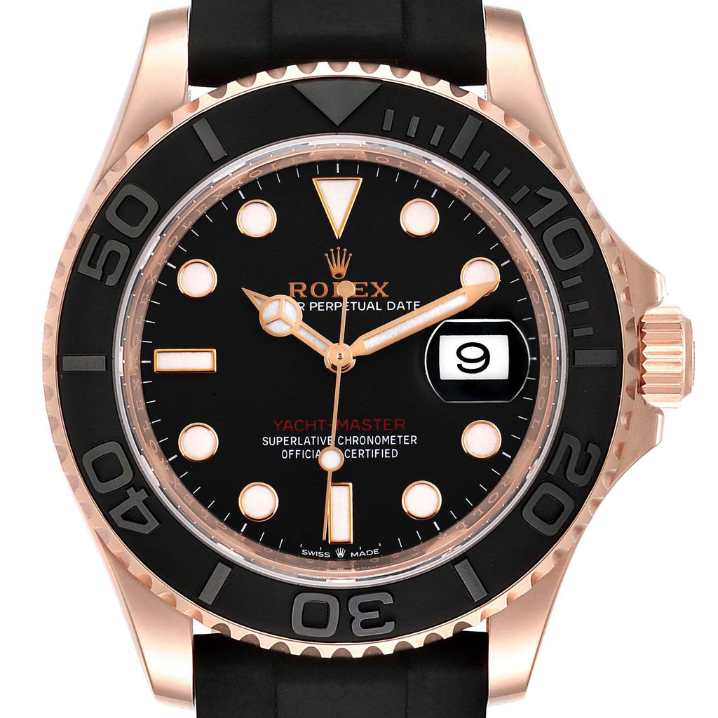 Rolex Yachtmaster 40mm Everose Gold Rubber Strap Mens Watch 126655 Box Card