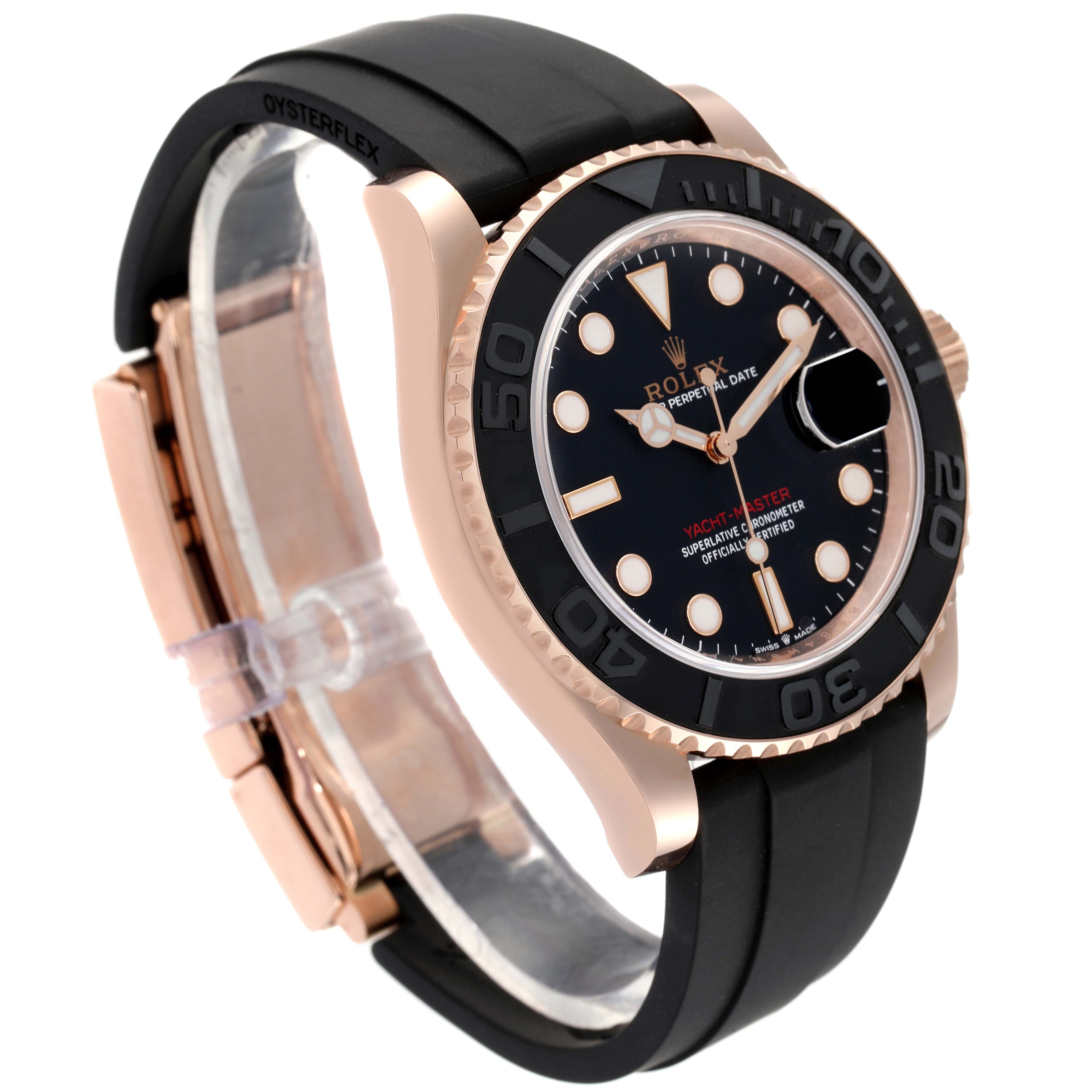 Rolex Yachtmaster 40mm Rose Gold Oysterflex Mens Watch 126655 Box Papers