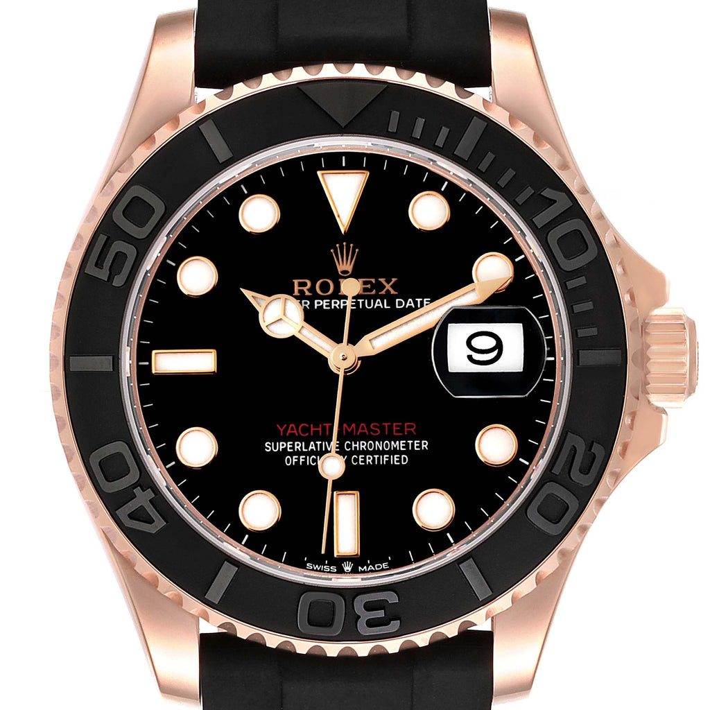 Rolex Yachtmaster 40mm Rose Gold Oysterflex Mens Watch 126655 Box Papers