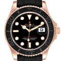 Rolex Yachtmaster 40mm Rose Gold Oysterflex Mens Watch 126655 Box Papers