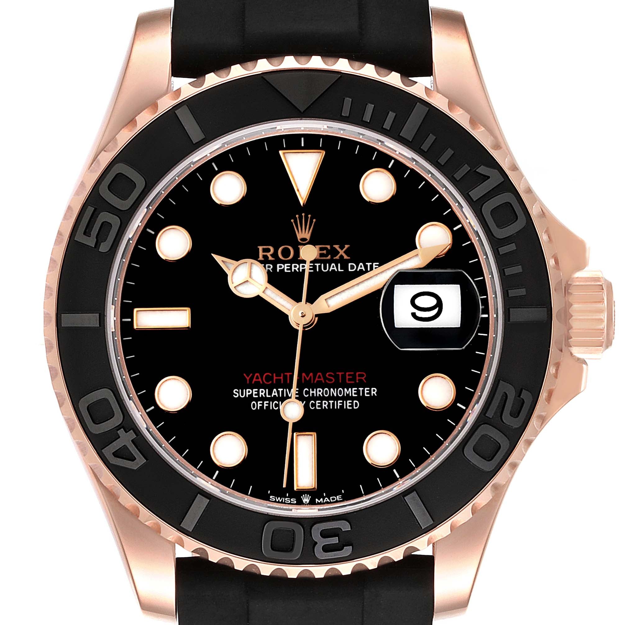 Rolex Yachtmaster 40mm Rose Gold Oysterflex Mens Watch 126655 Box Papers