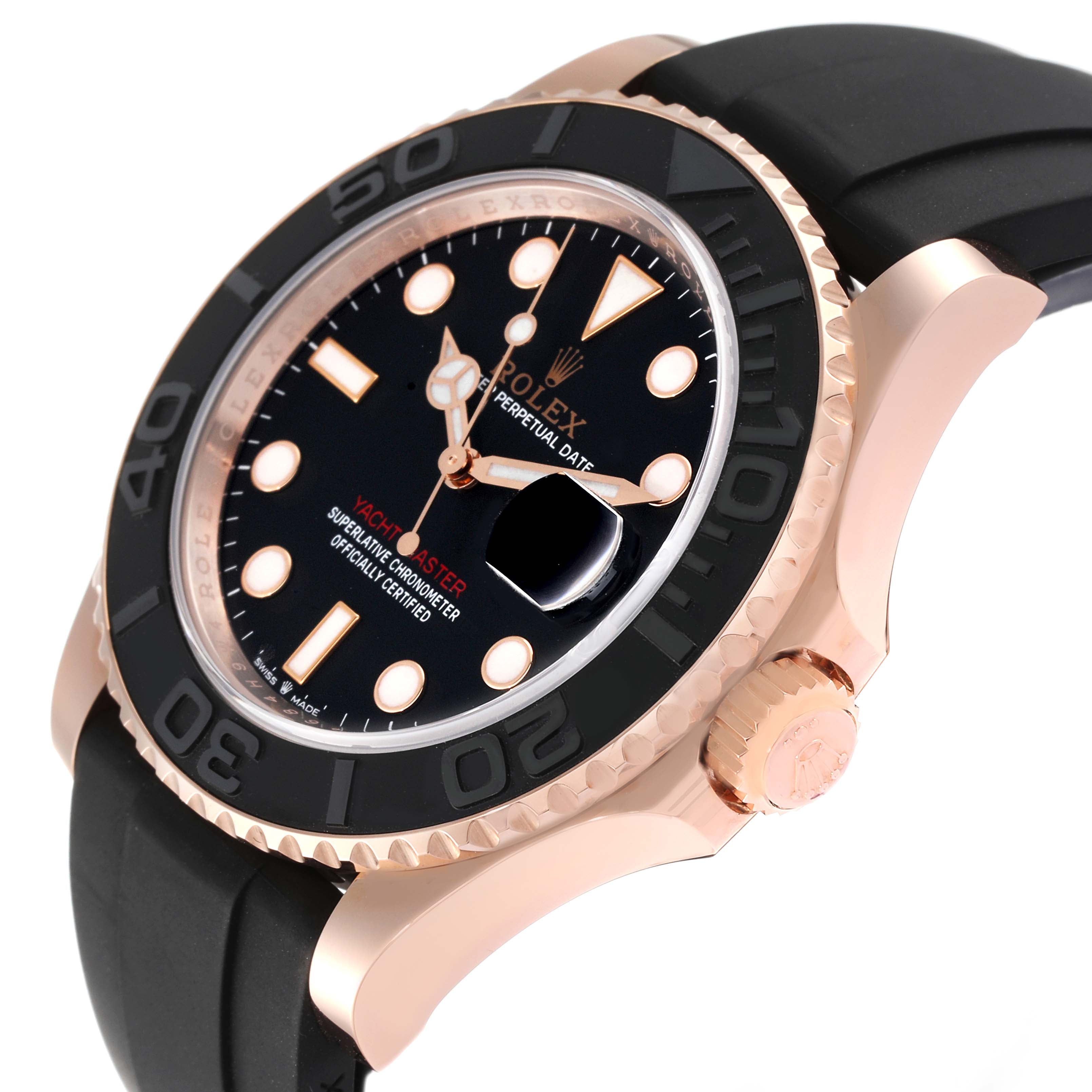 Rolex Yachtmaster 40mm Rose Gold Oysterflex Mens Watch 126655 Box Papers