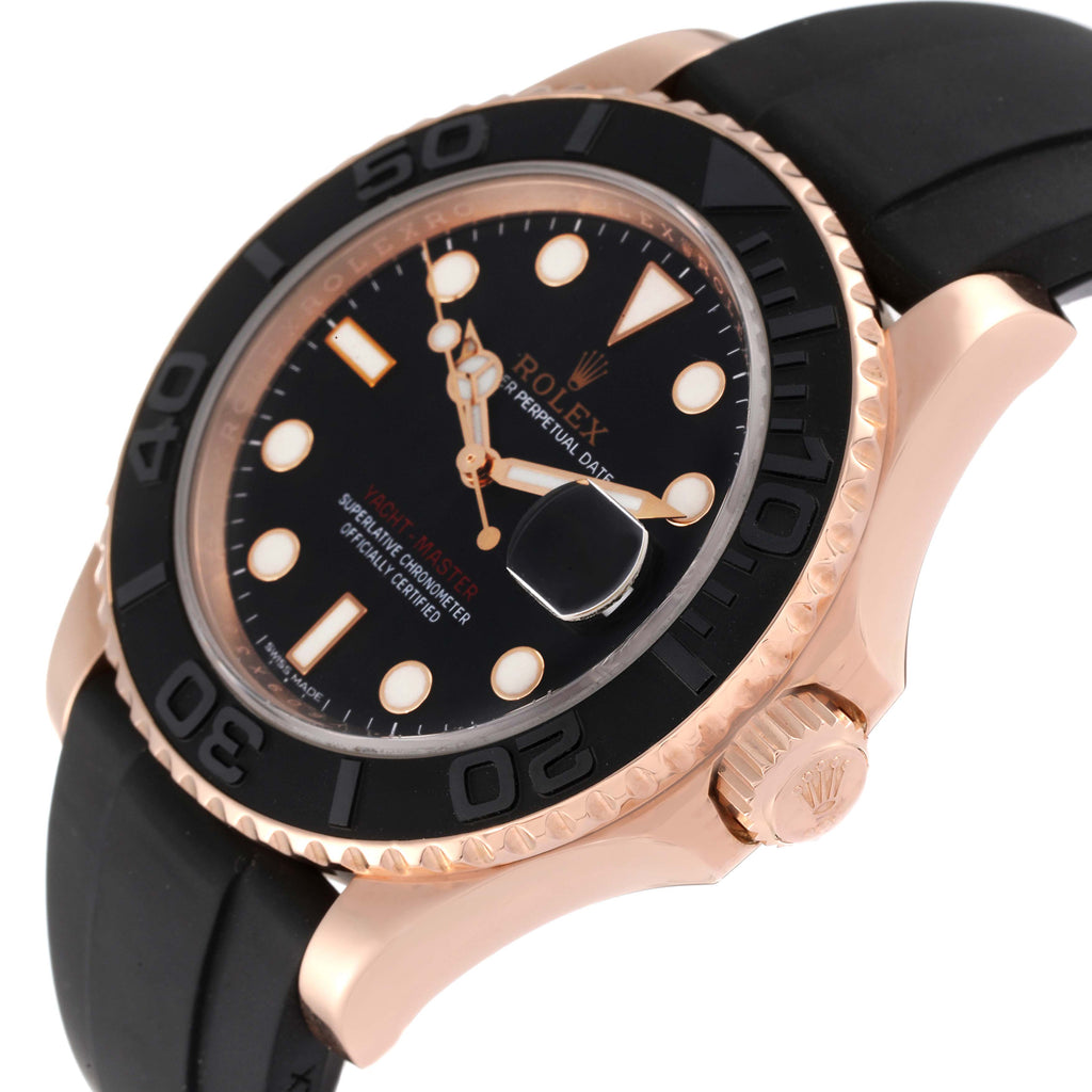 Rolex Yachtmaster 40mm Everose Gold Rubber Strap Watch 116655 Box Card