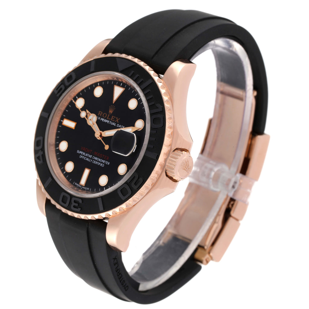 Rolex Yachtmaster 40mm Everose Gold Rubber Strap Watch 116655 Box Card