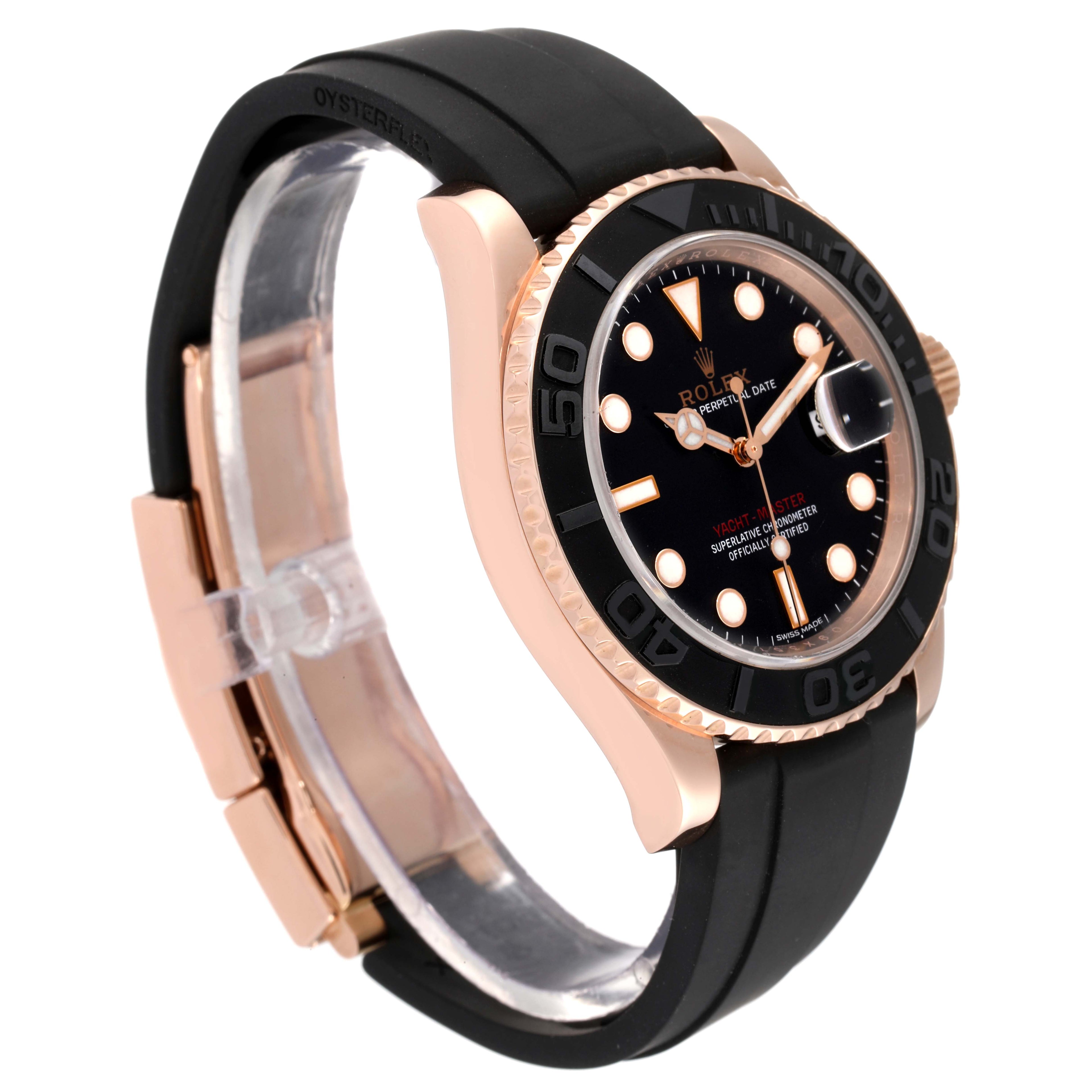 Rolex Yachtmaster 40mm Everose Gold Rubber Strap Watch 116655 Box Card