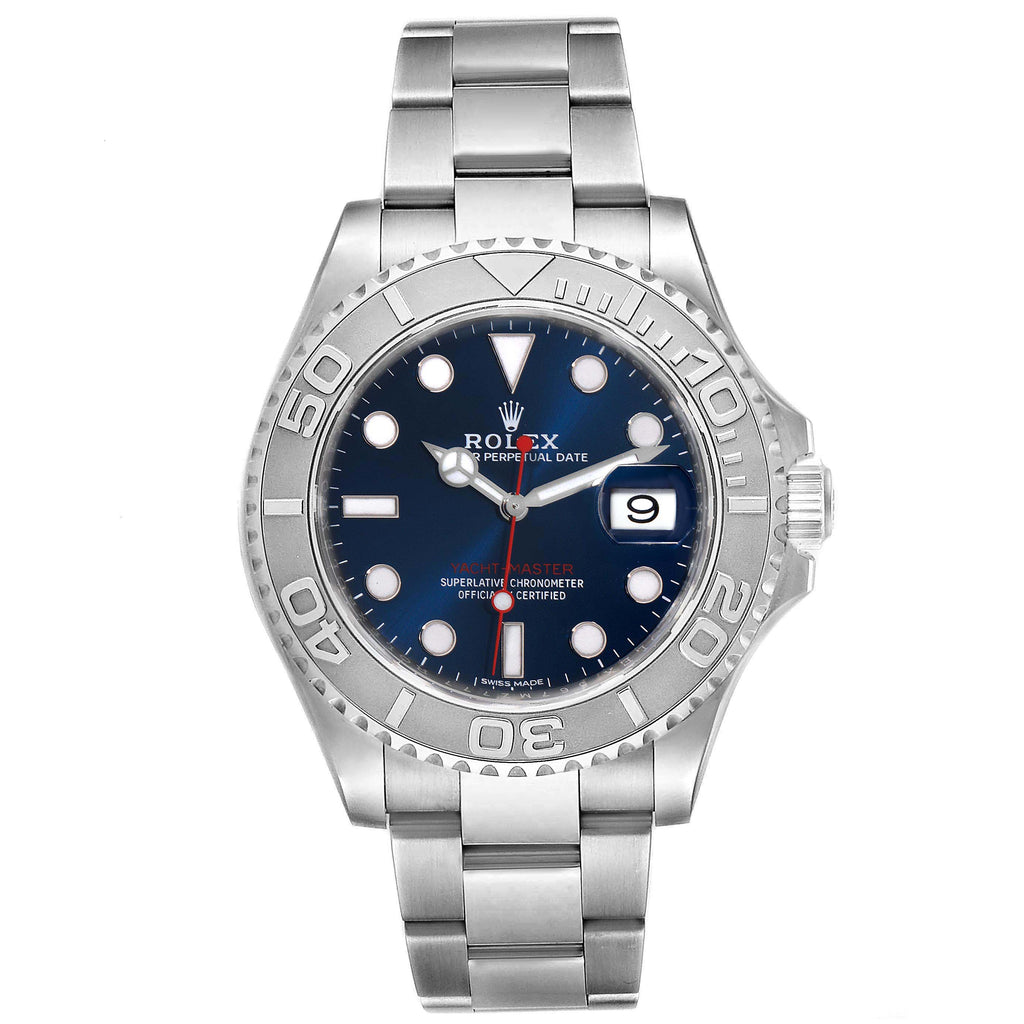 Rolex Yachtmaster 40mm Steel Platinum Blue Dial Mens Watch 116622 Unworn
