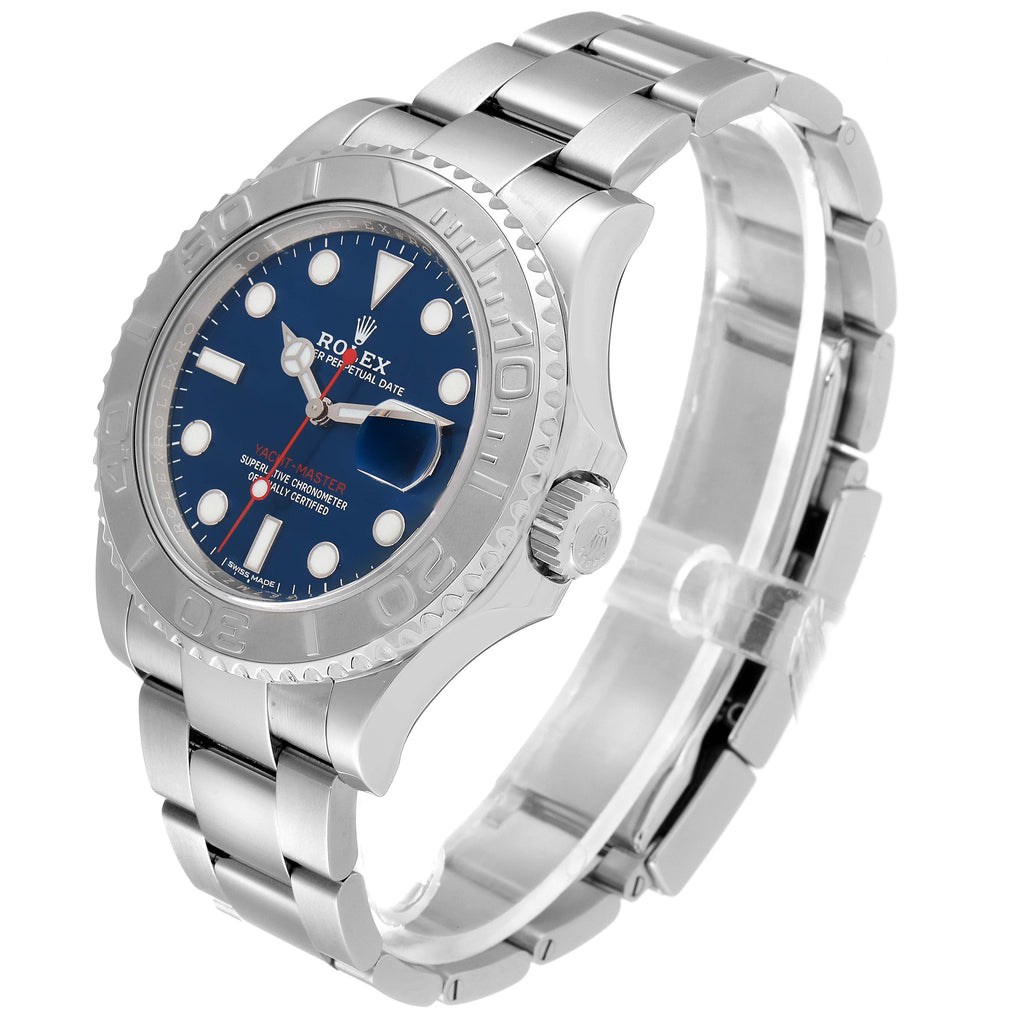 Rolex Yachtmaster 40mm Steel Platinum Blue Dial Mens Watch 116622 Unworn