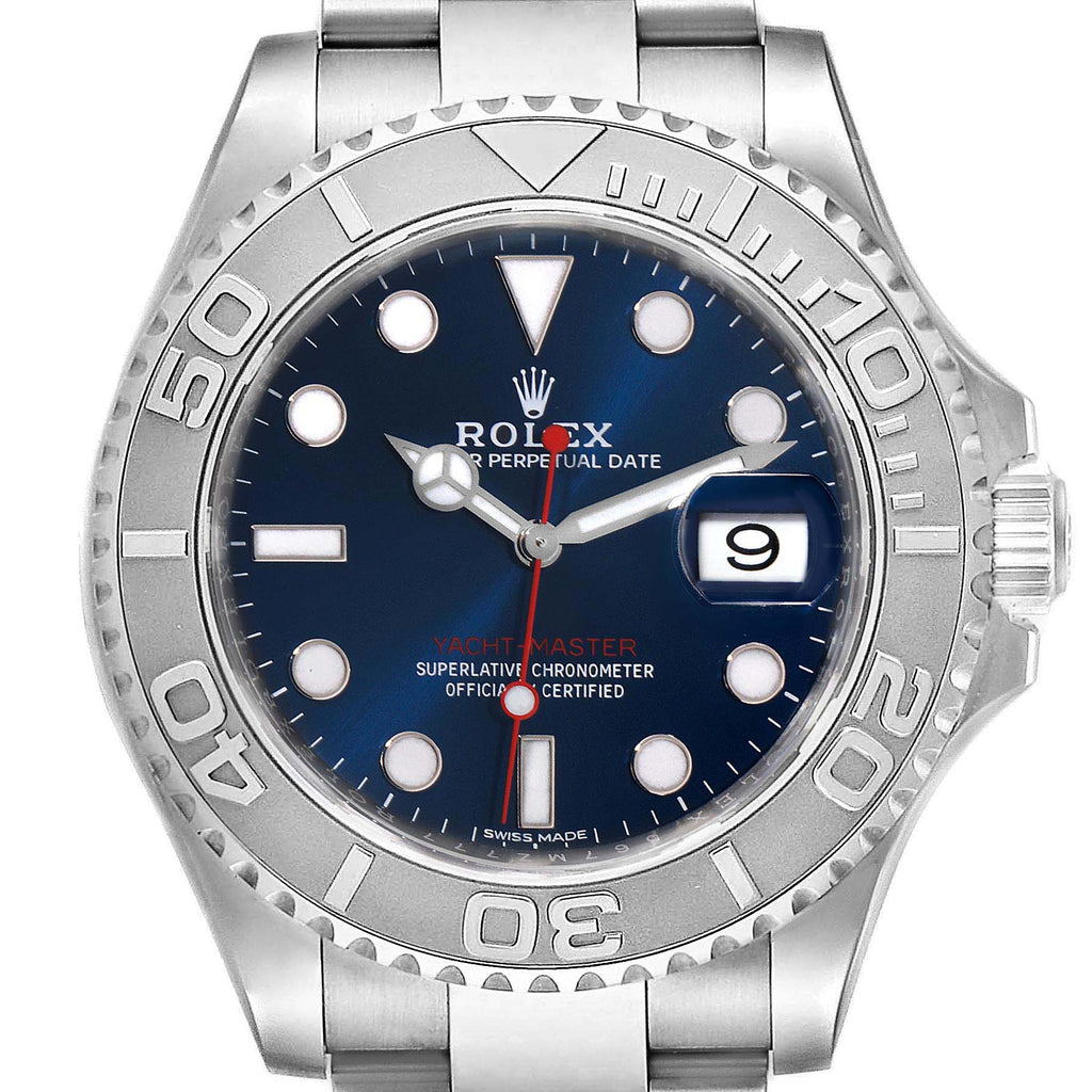 Rolex Yachtmaster 40mm Steel Platinum Blue Dial Mens Watch 116622 Unworn