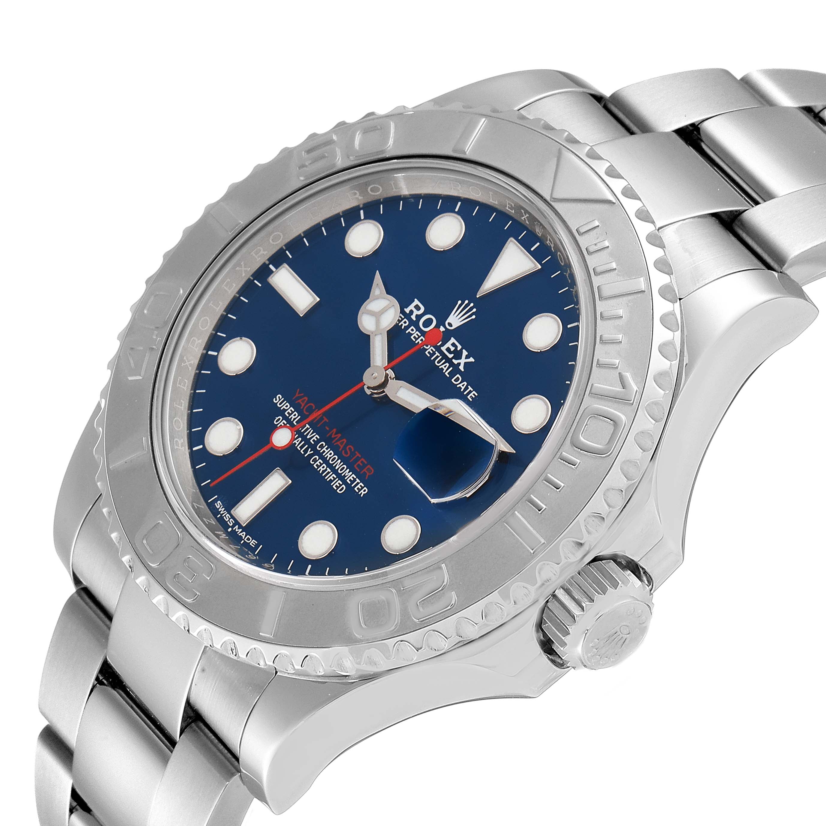 Rolex Yachtmaster 40mm Steel Platinum Blue Dial Mens Watch 116622 Unworn