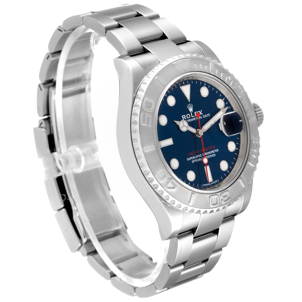 Rolex Yachtmaster 40mm Steel Platinum Blue Dial Mens Watch 116622 Unworn