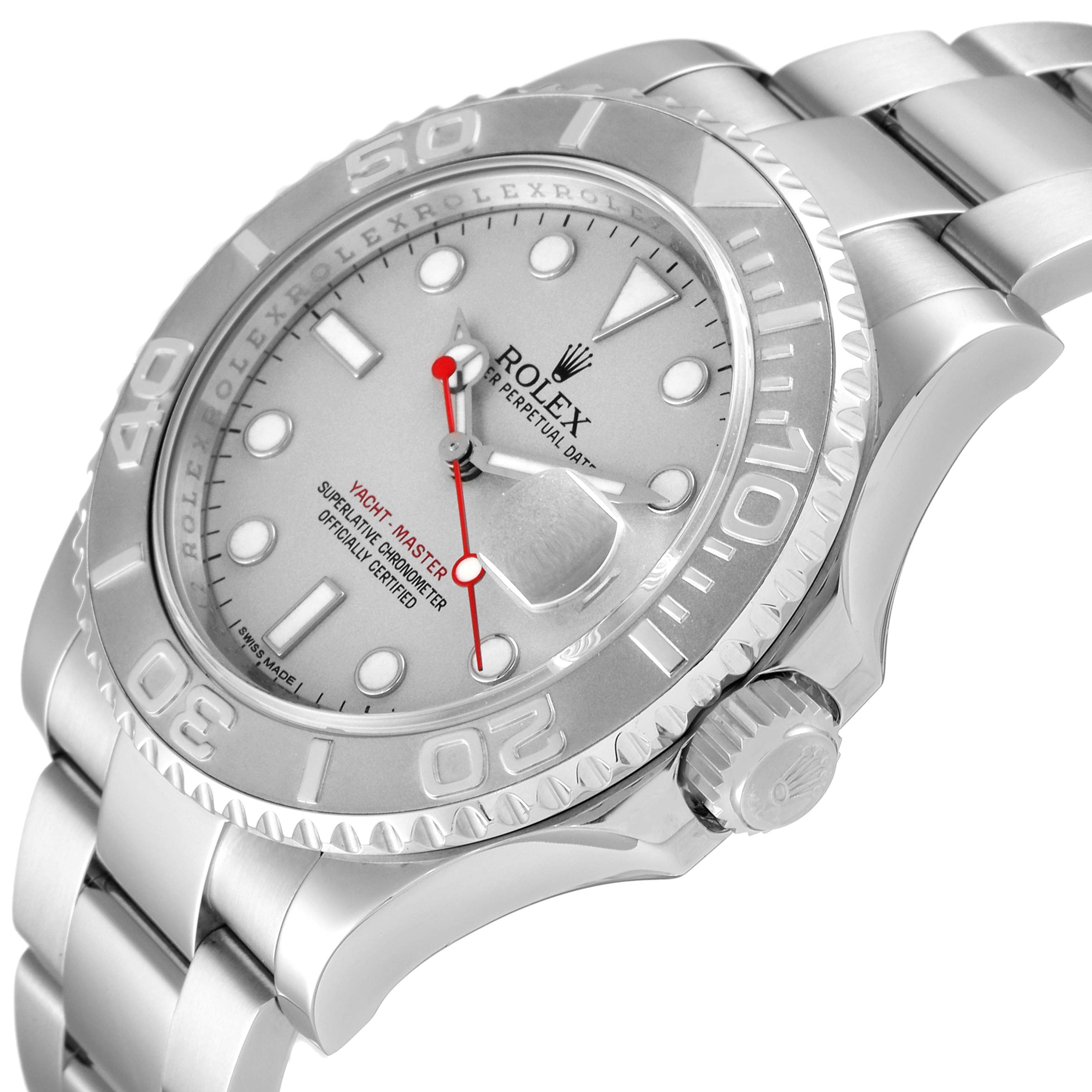 Rolex Yachtmaster 40mm Steel Platinum Dial Bezel Mens Watch 116622
