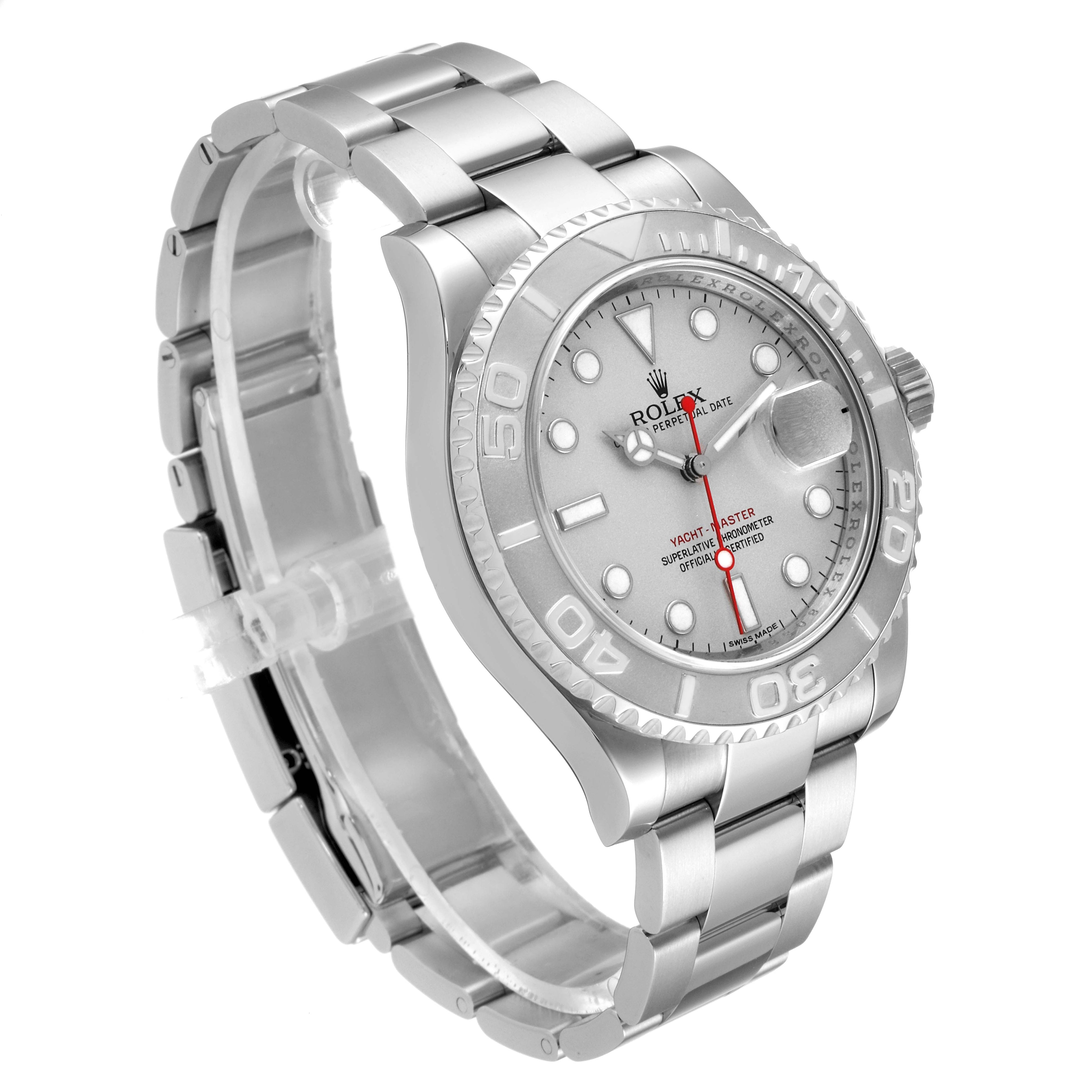 Rolex Yachtmaster 40mm Steel Platinum Dial Bezel Mens Watch 116622