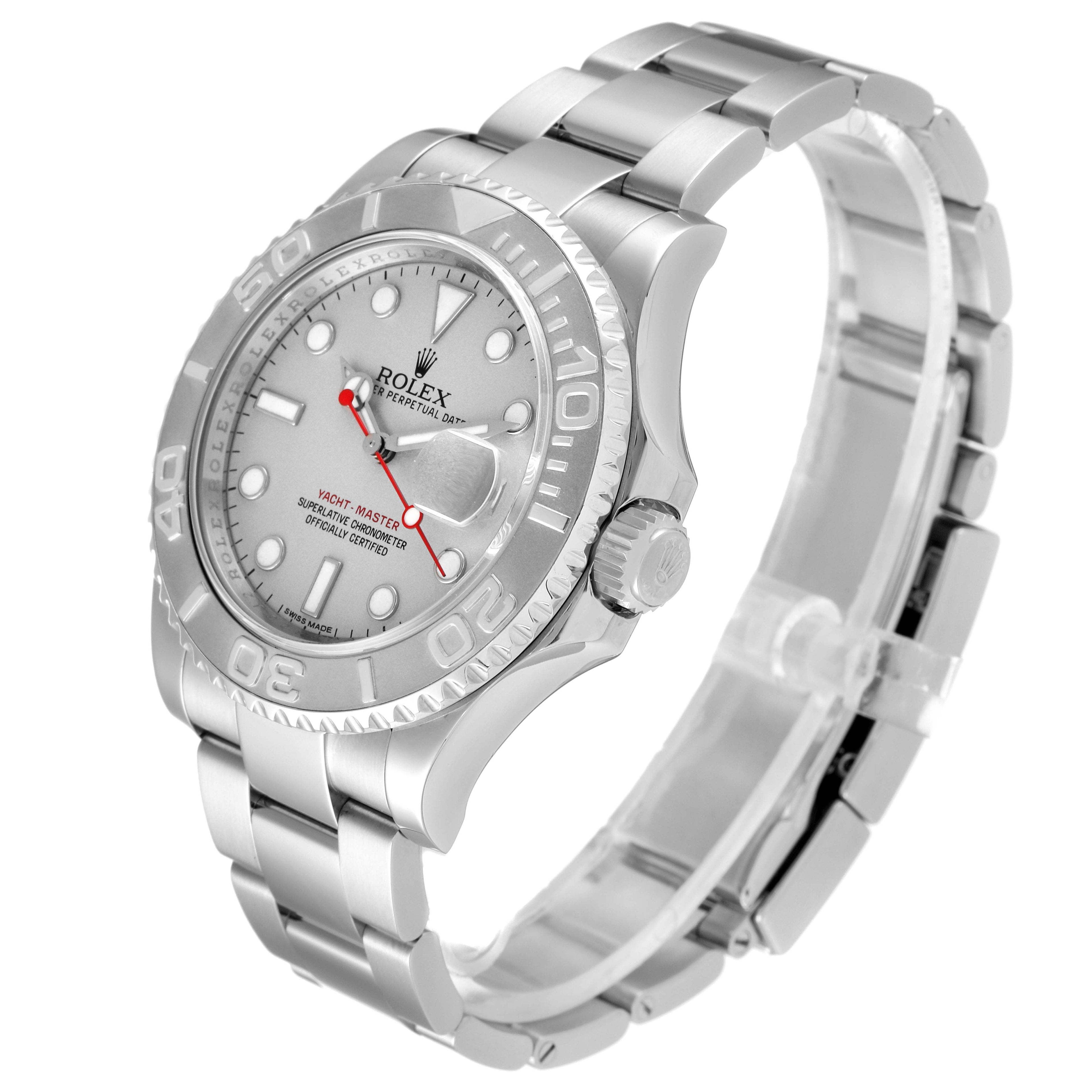 Rolex Yachtmaster 40mm Steel Platinum Dial Bezel Mens Watch 116622
