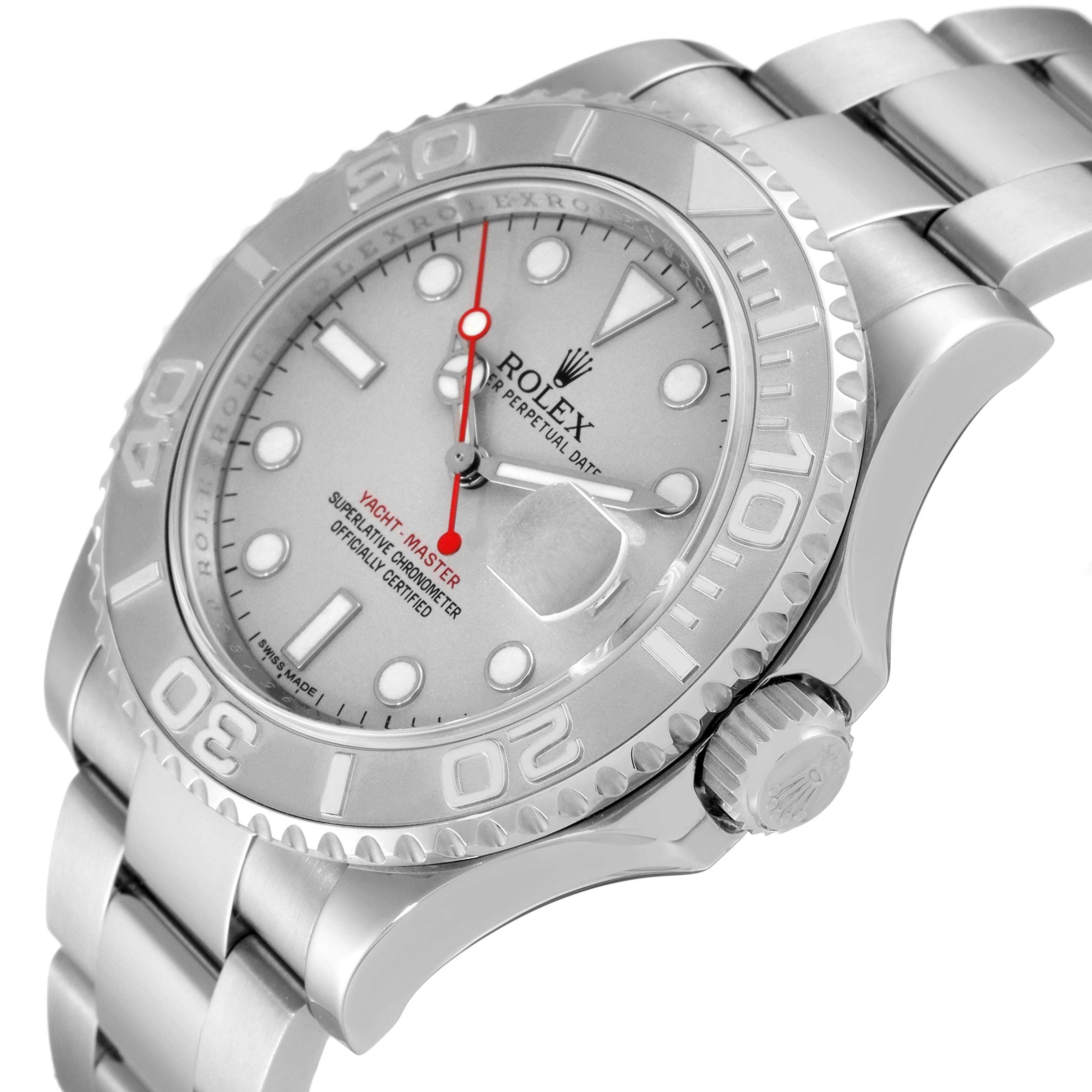 Rolex Yachtmaster 40mm Steel Platinum Dial Bezel Mens Watch 116622 Box Card