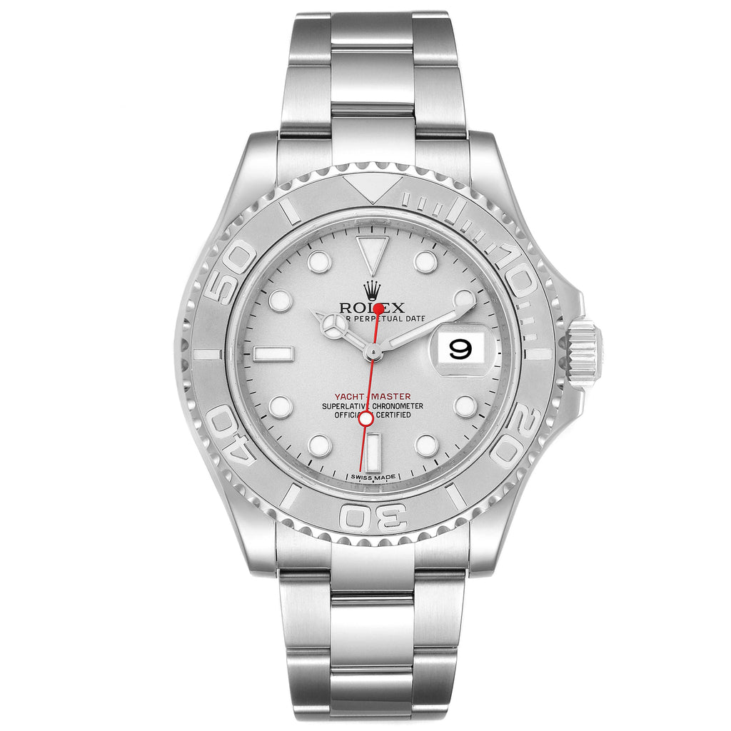Rolex Yachtmaster 40mm Steel Platinum Dial Bezel Mens Watch 116622 Box Card
