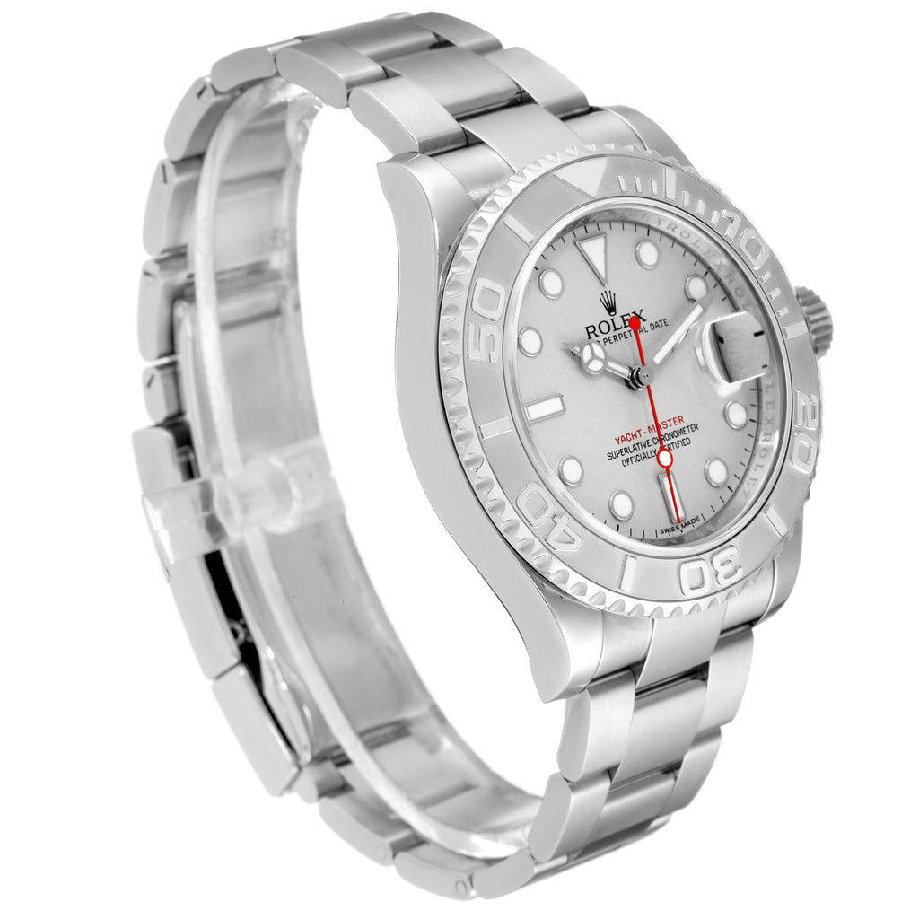 Rolex Yachtmaster 40mm Steel Platinum Dial Bezel Mens Watch 116622 Box Card