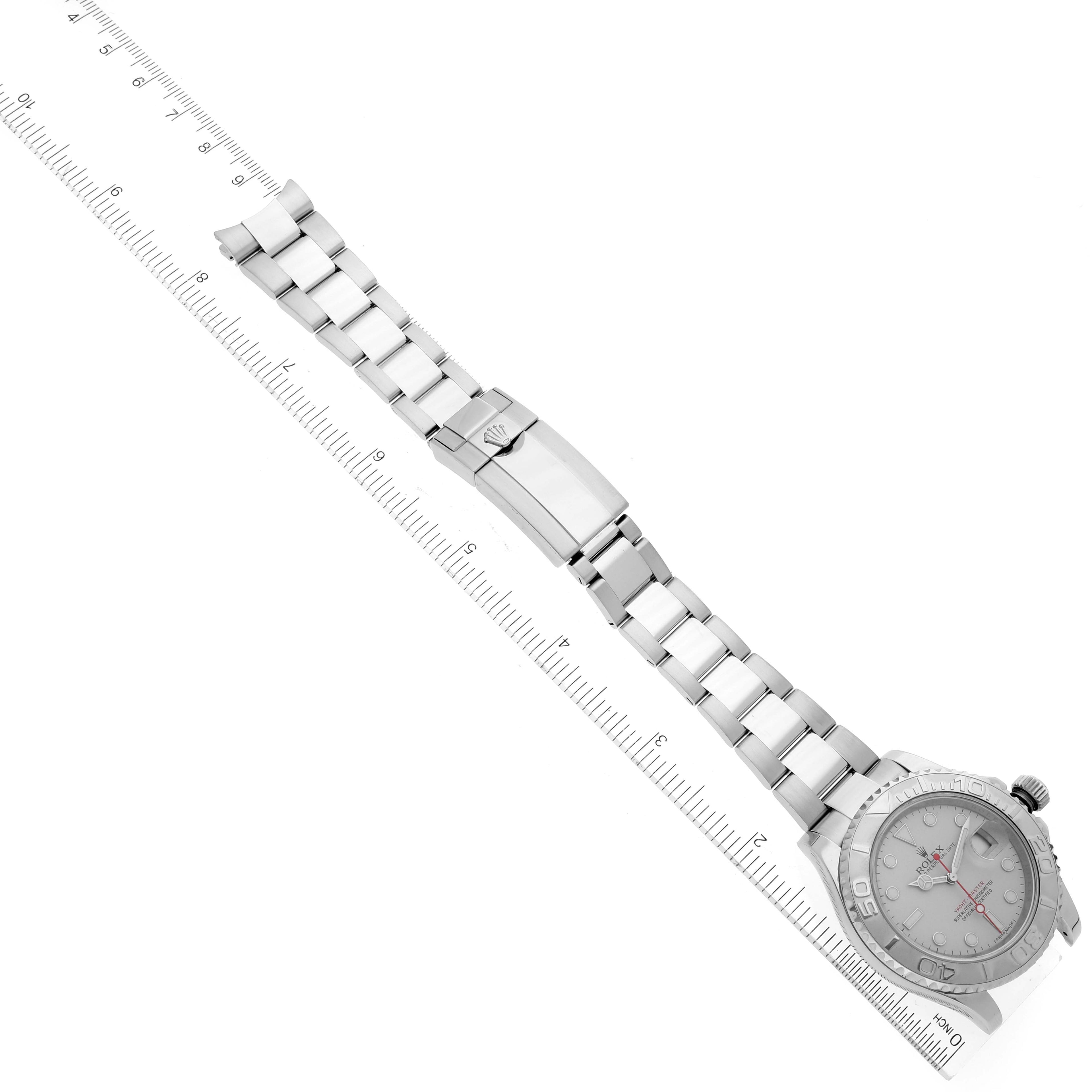 Rolex Yachtmaster 40mm Steel Platinum Dial Bezel Mens Watch 116622 Box Card