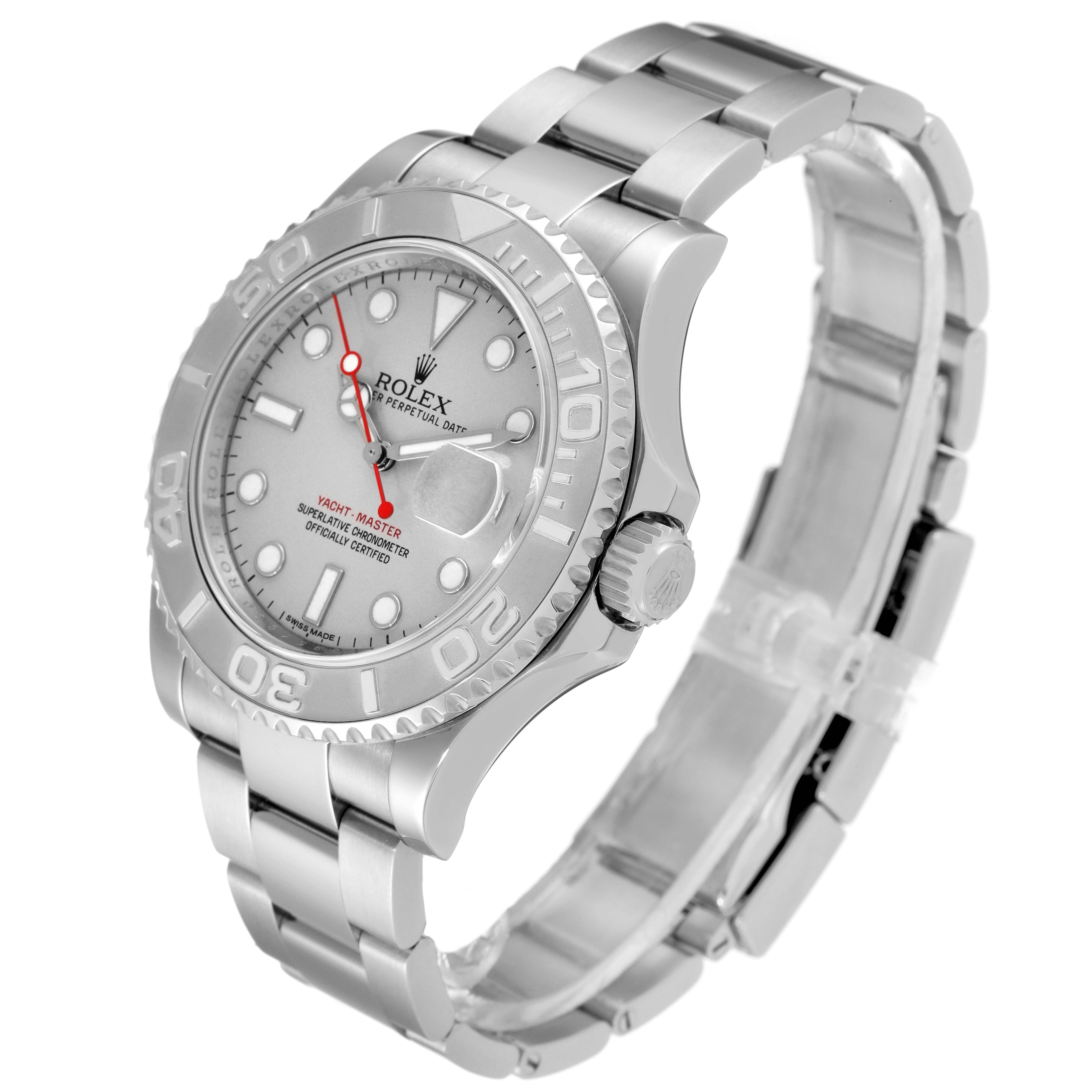 Rolex Yachtmaster 40mm Steel Platinum Dial Bezel Mens Watch 116622 Box Card