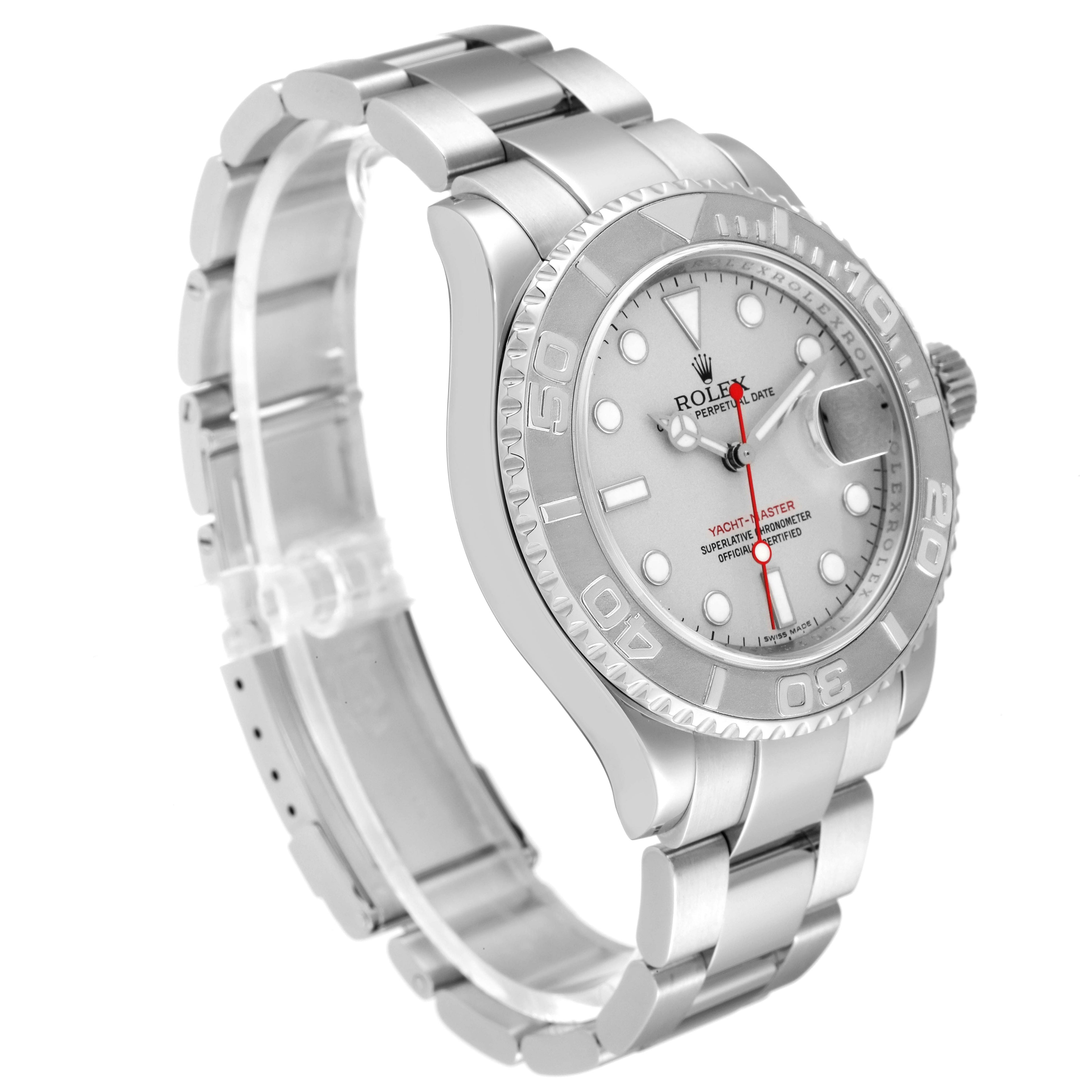 Rolex Yachtmaster 40mm Steel Platinum Dial Bezel Mens Watch 16622