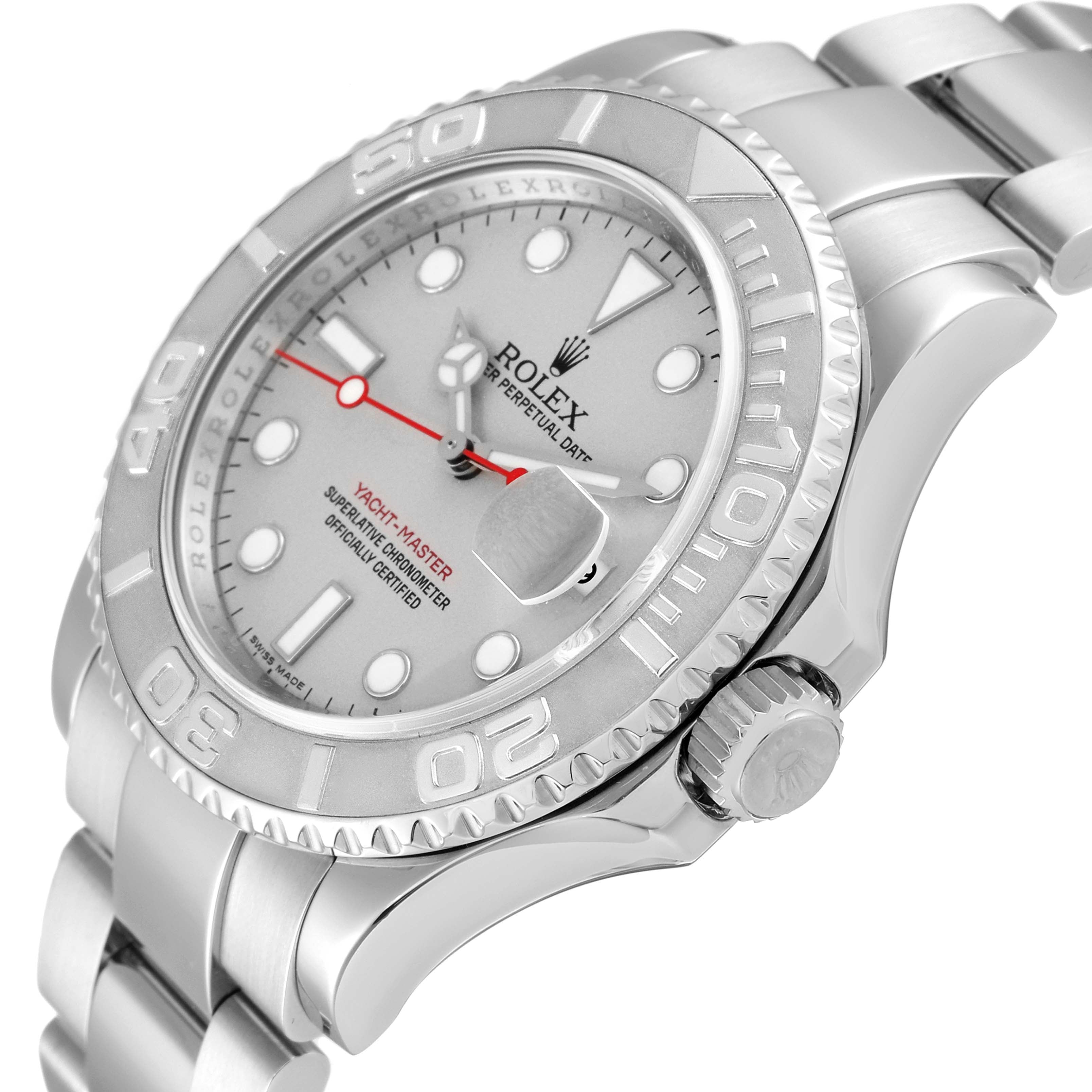 Rolex Yachtmaster 40mm Steel Platinum Dial Bezel Mens Watch 16622