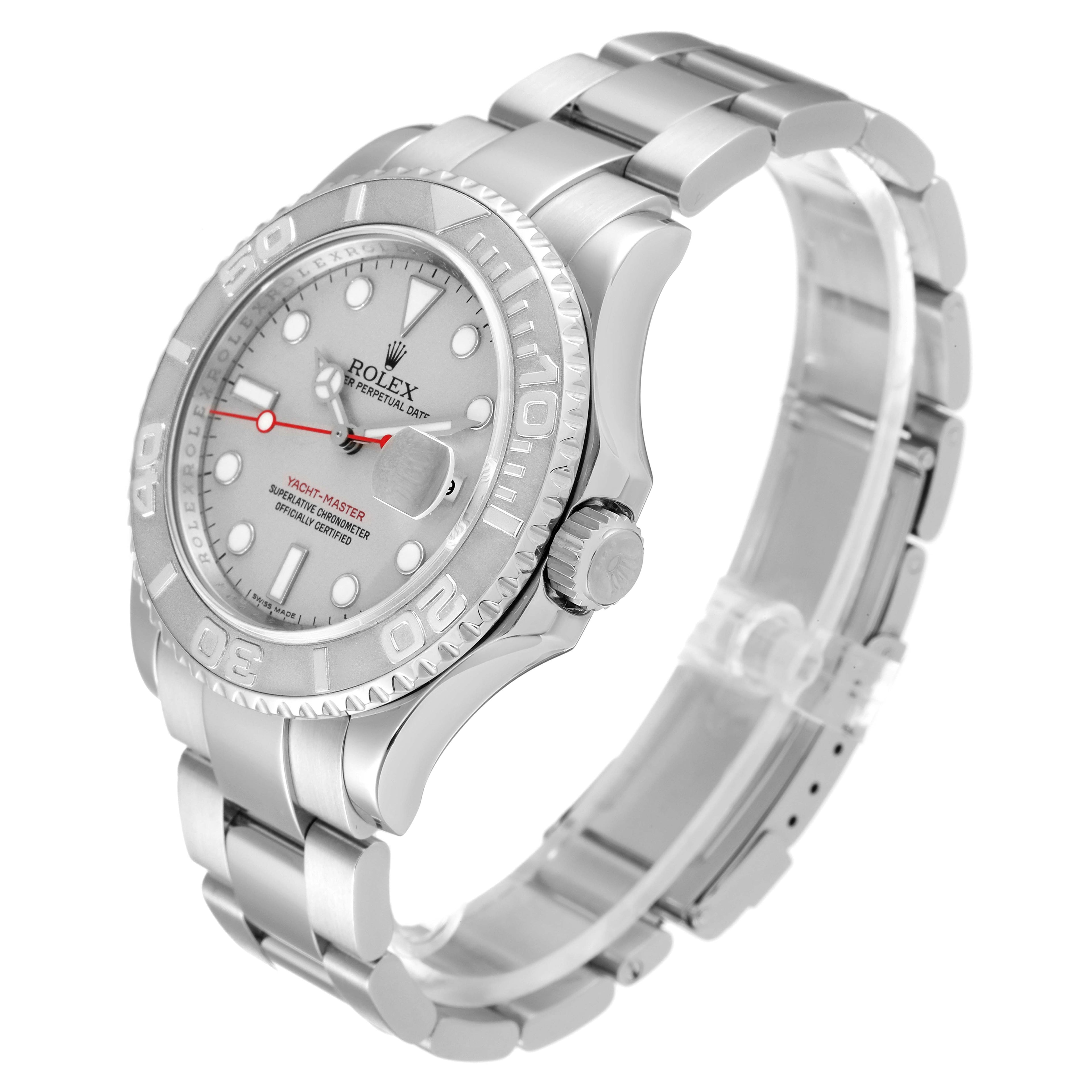 Rolex Yachtmaster 40mm Steel Platinum Dial Bezel Mens Watch 16622