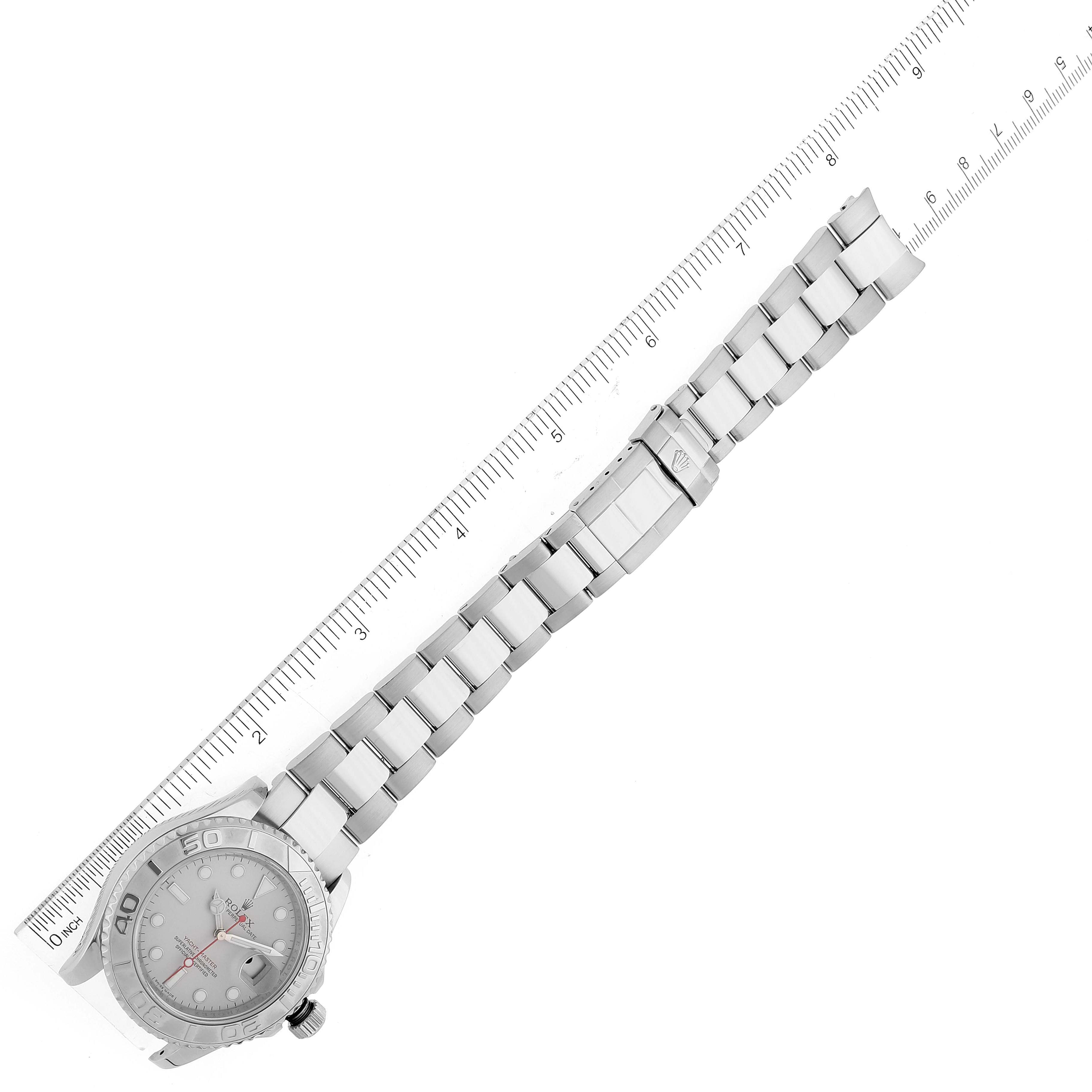 Rolex Yachtmaster 40mm Steel Platinum Dial Bezel Mens Watch 16622 Box Card