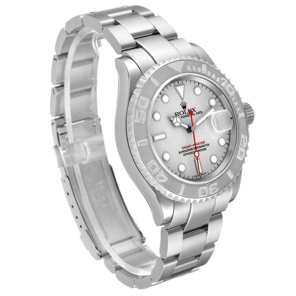 Rolex Yachtmaster 40mm Steel Platinum Dial Bezel Mens Watch 16622 Box Papers
