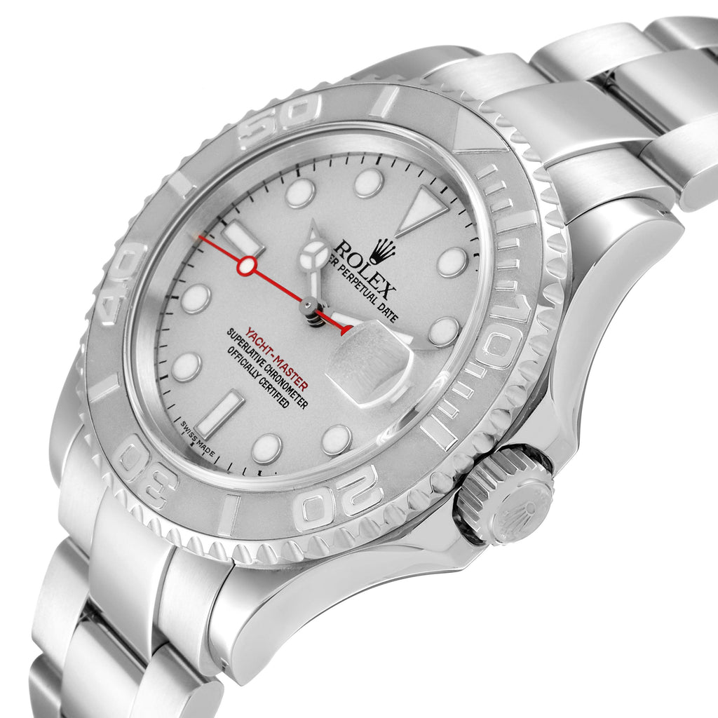 Rolex Yachtmaster 40mm Steel Platinum Dial Bezel Mens Watch 16622 Box Papers