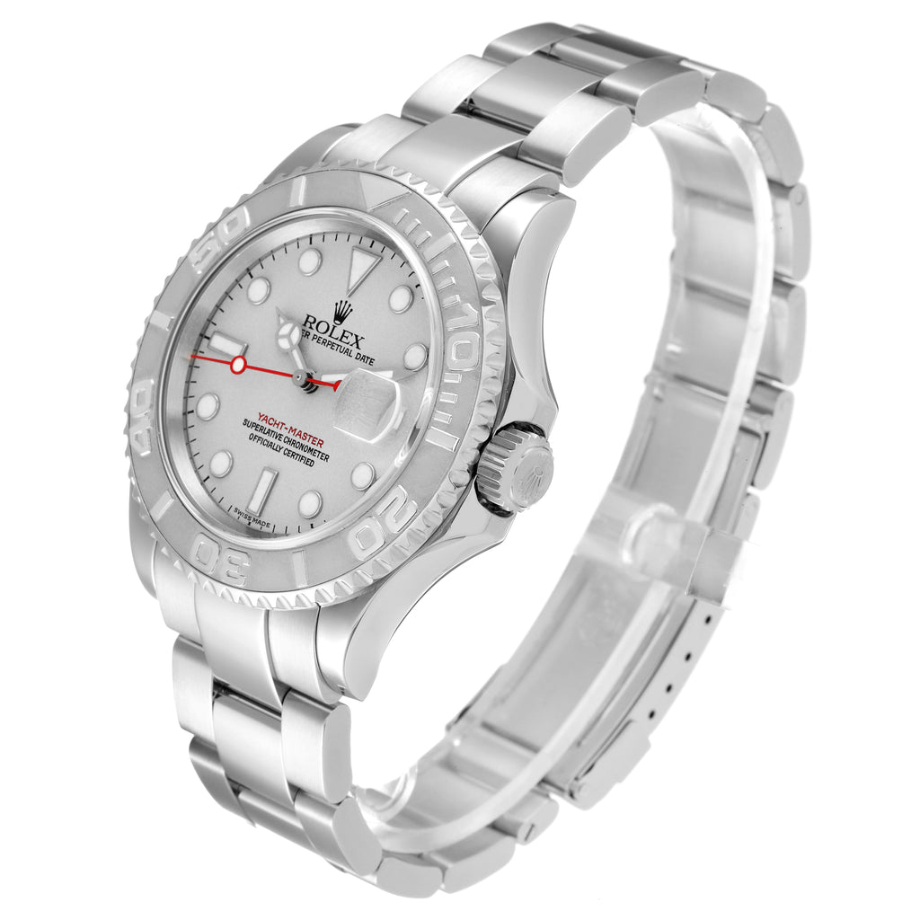 Rolex Yachtmaster 40mm Steel Platinum Dial Bezel Mens Watch 16622 Box Papers