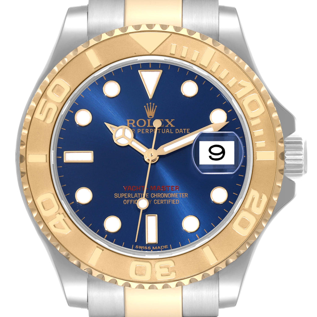 Rolex Yachtmaster 40mm Steel Yellow Gold Blue Dial Mens Watch 16623 Box Card