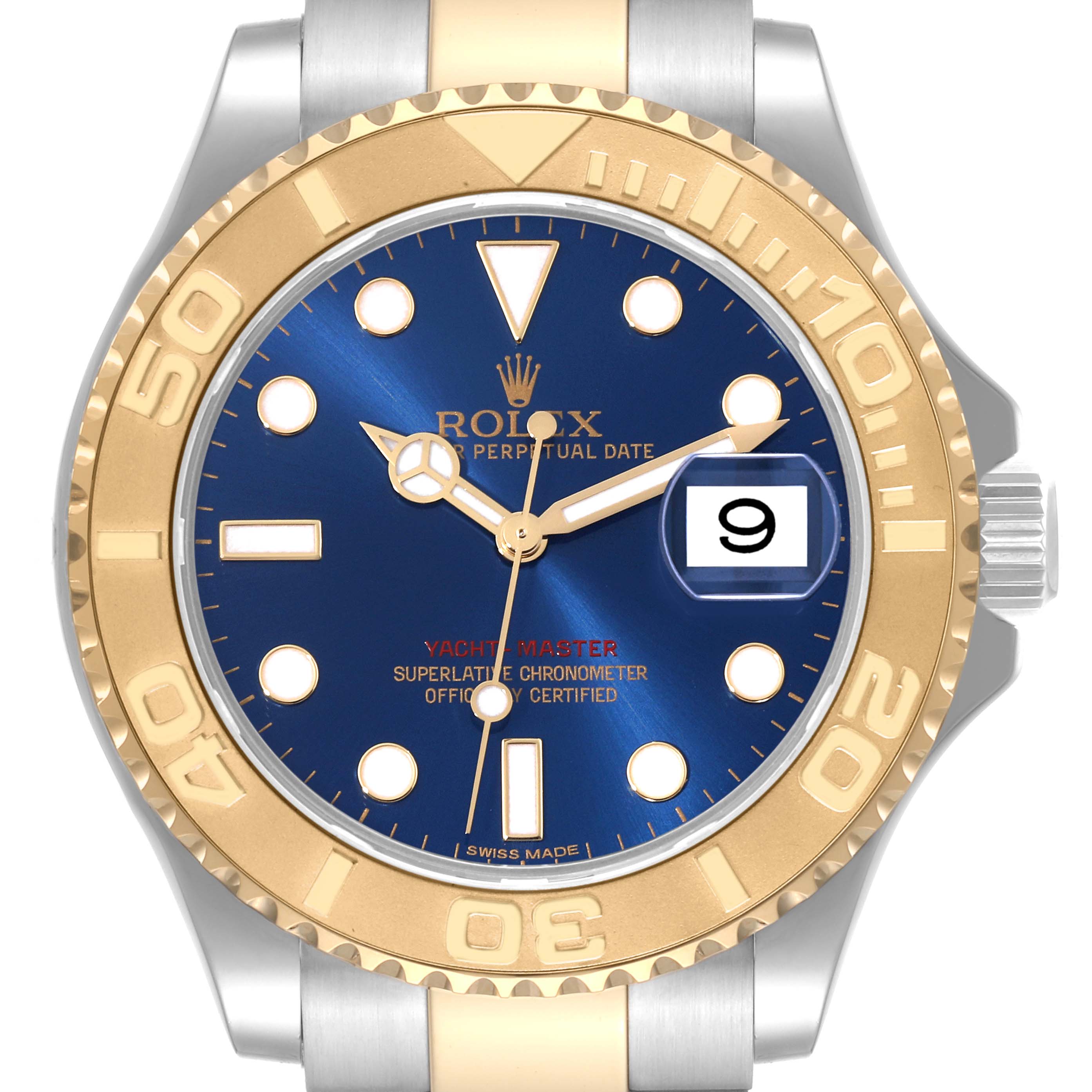 Rolex Yachtmaster 40mm Steel Yellow Gold Blue Dial Mens Watch 16623 Box Card