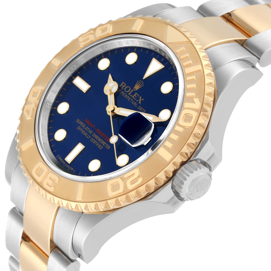 Rolex Yachtmaster 40mm Steel Yellow Gold Blue Dial Mens Watch 16623 Box Card