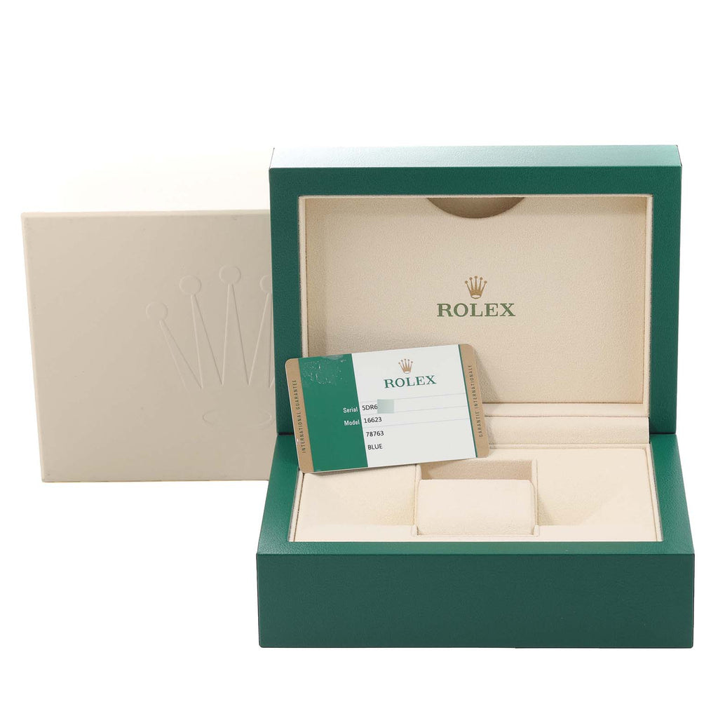 Rolex Yachtmaster 40mm Steel Yellow Gold Blue Dial Mens Watch 16623 Box Card
