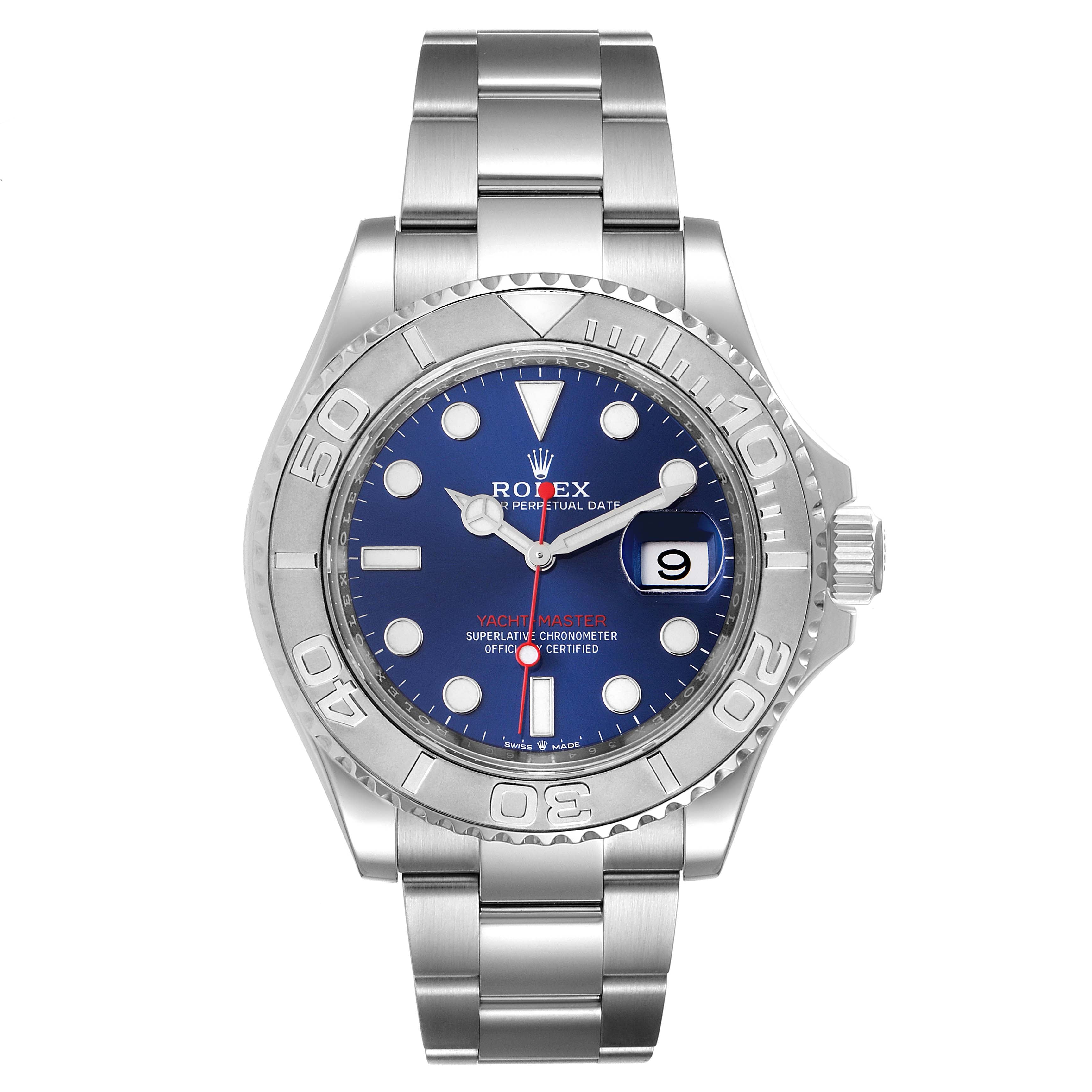 Rolex Yachtmaster Blue Dial Steel Platinum Mens Watch 126622 Unworn