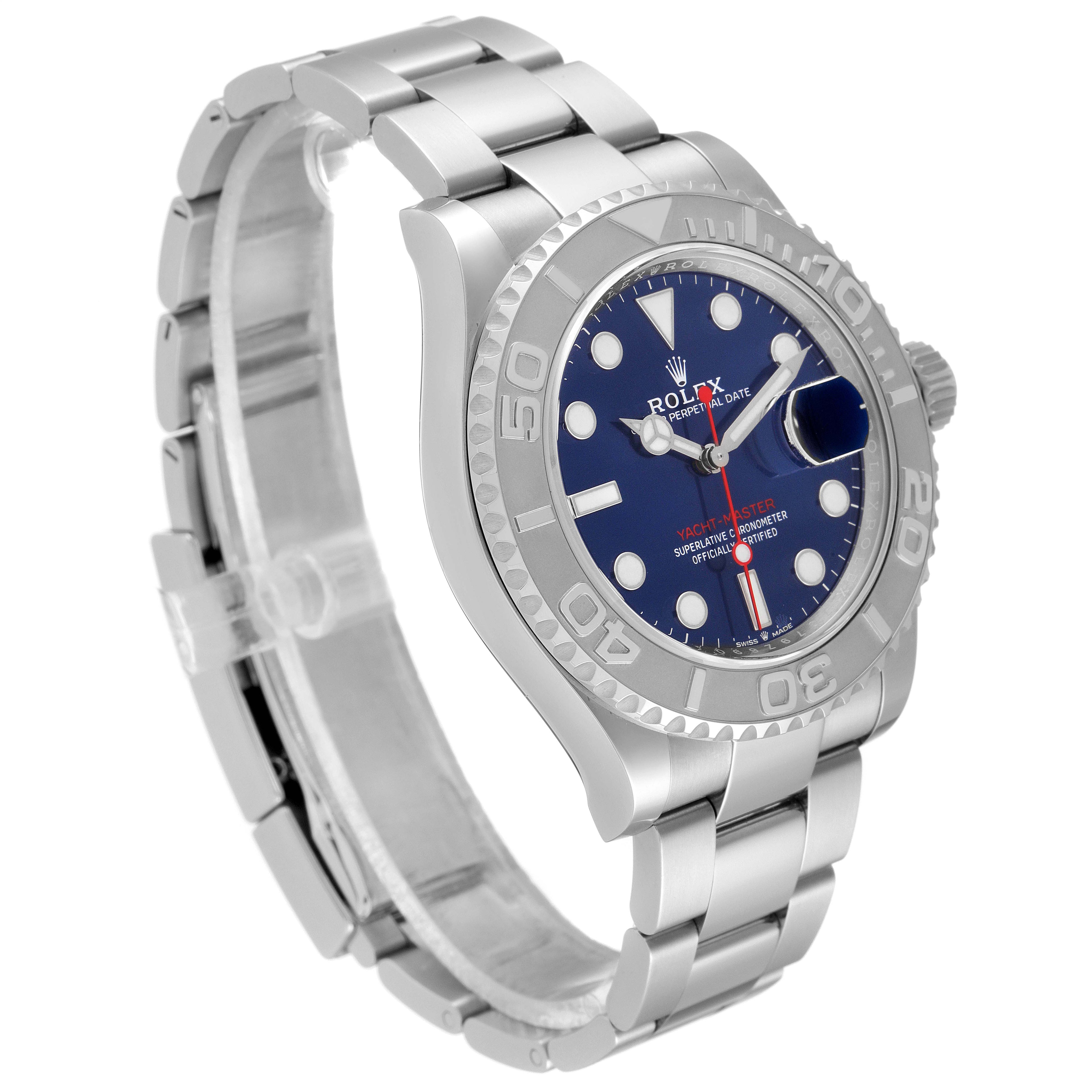 Rolex Yachtmaster Blue Dial Steel Platinum Mens Watch 126622 Unworn