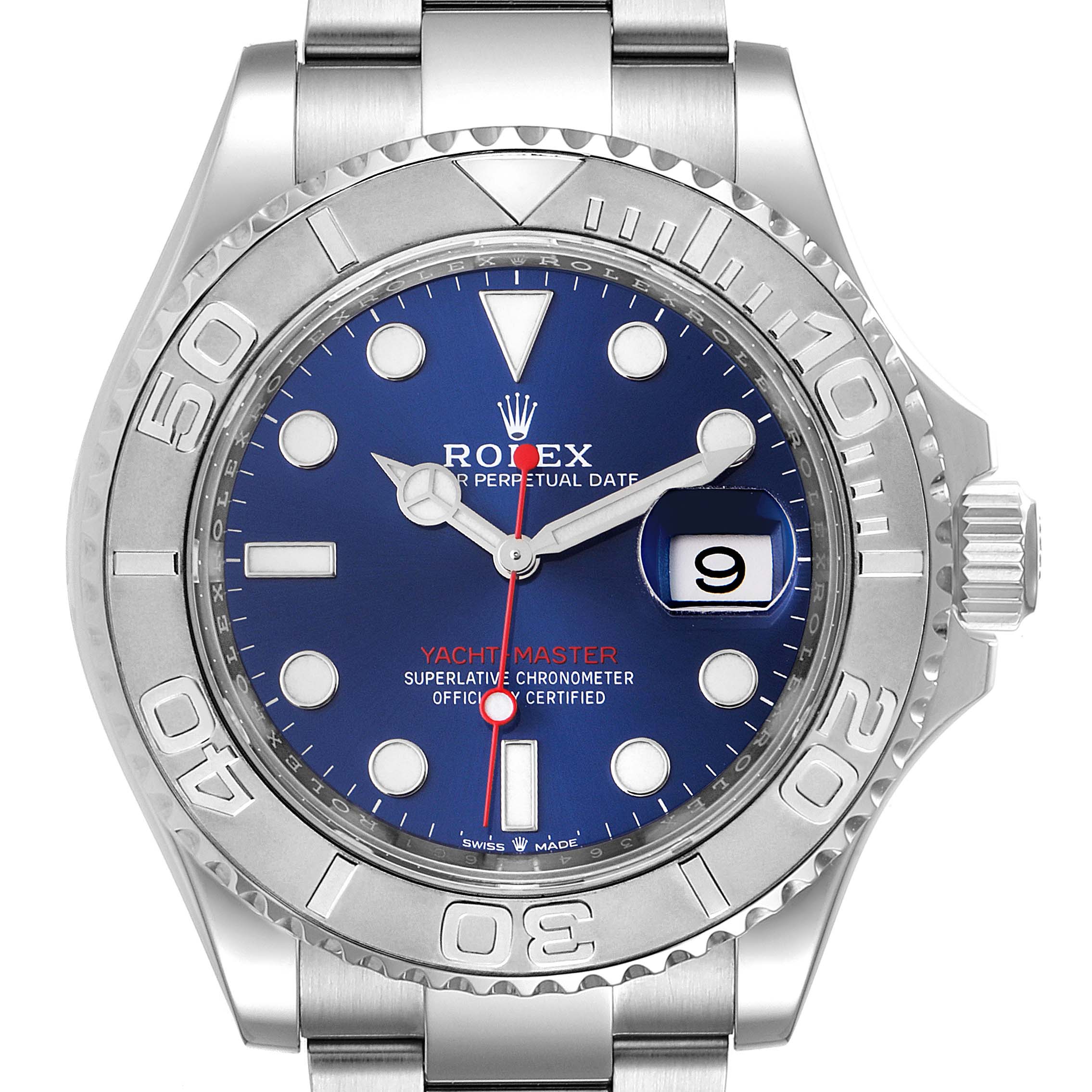 Rolex Yachtmaster Blue Dial Steel Platinum Mens Watch 126622 Unworn
