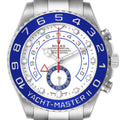 Rolex Yachtmaster II 44 Steel Blue Bezel Mens Watch 116680 Box Card