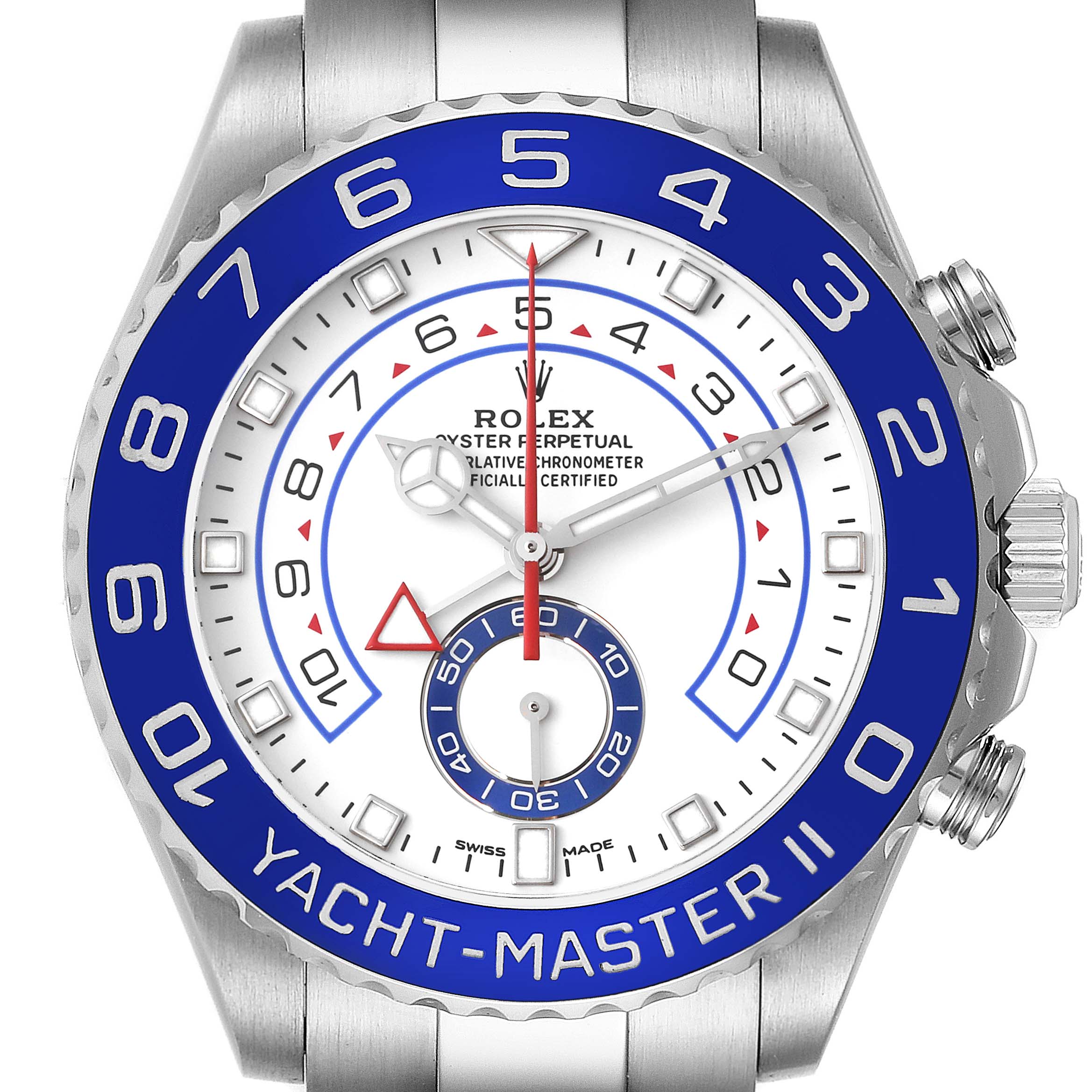 Rolex Yachtmaster II 44 Steel Blue Bezel Mens Watch 116680 Box Card
