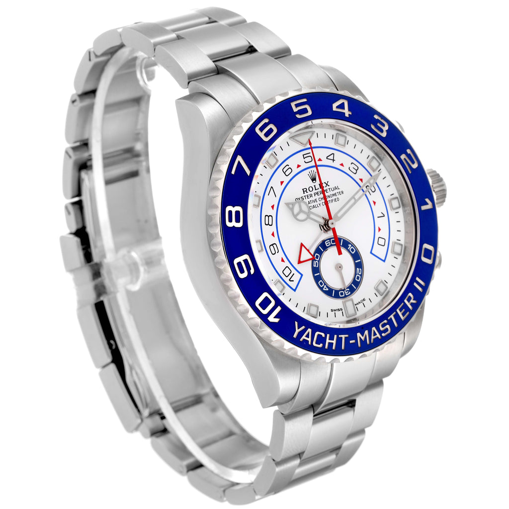 Rolex Yachtmaster II 44 Steel Blue Bezel Mens Watch 116680 Box Card