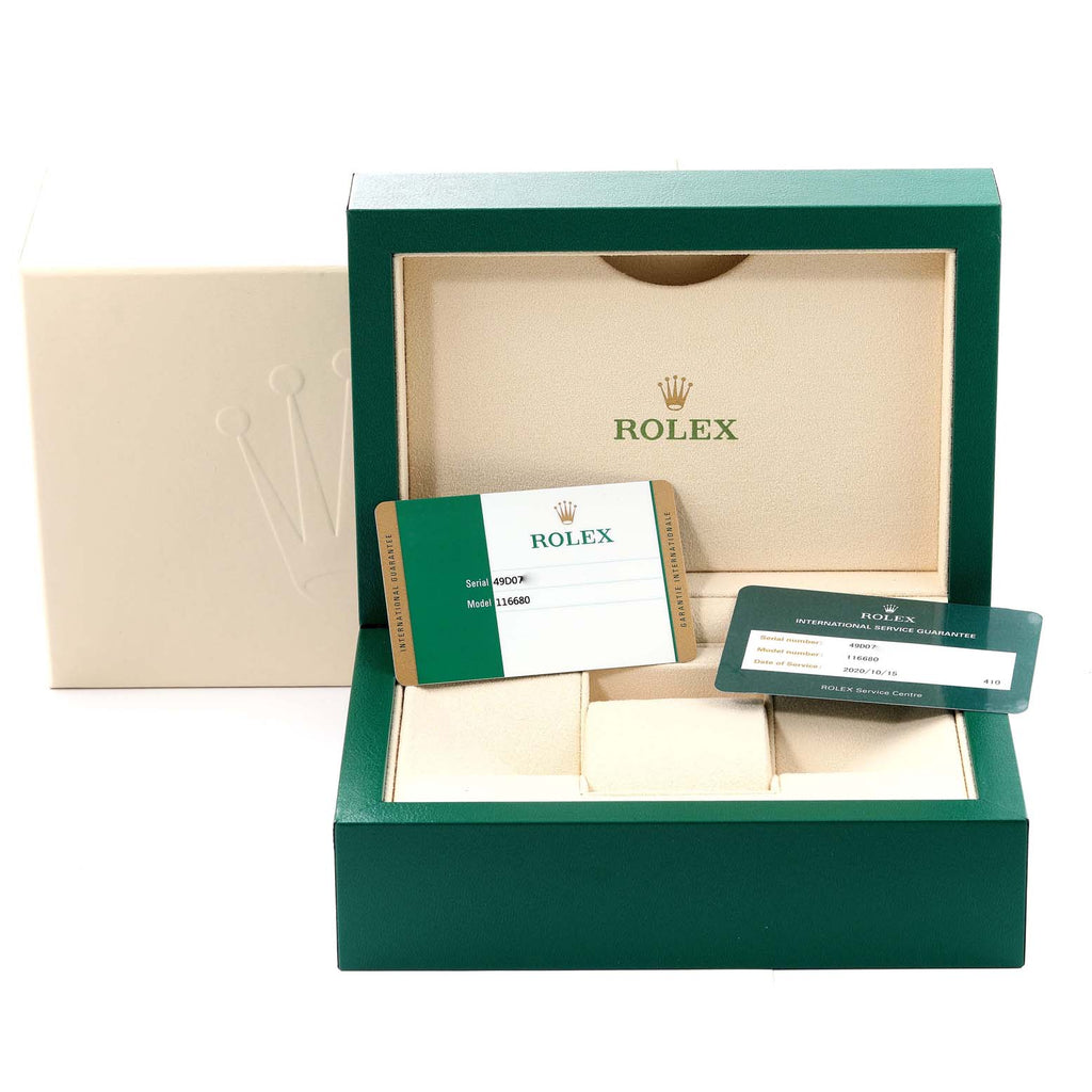 Rolex Yachtmaster II 44 Steel Blue Bezel Mens Watch 116680 Box Card