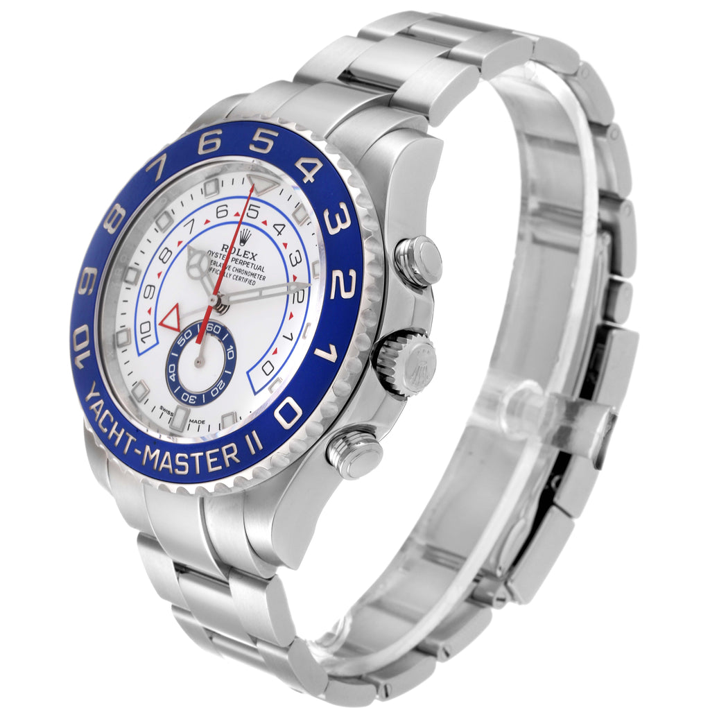 Rolex Yachtmaster II 44 Steel Blue Bezel Mens Watch 116680 Box Card