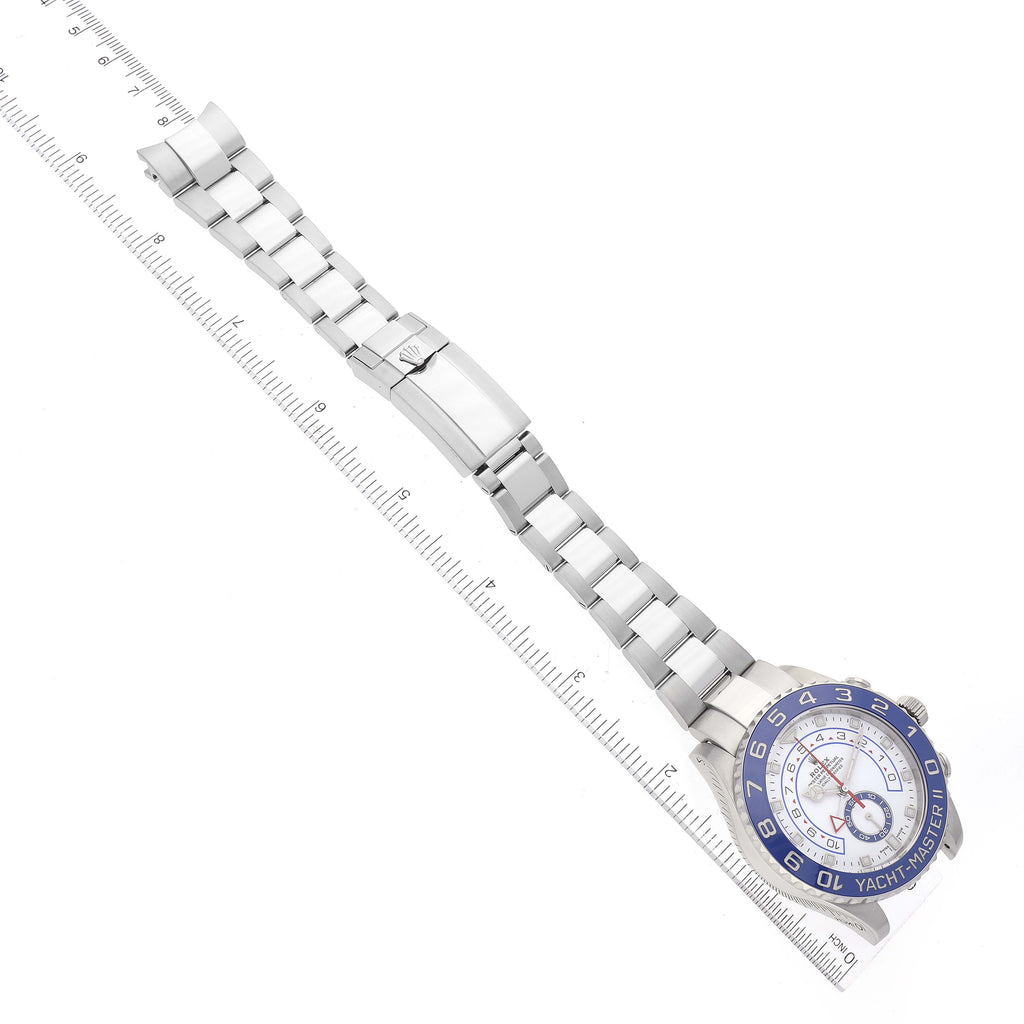 Rolex Yachtmaster II 44 Steel Blue Bezel Mens Watch 116680 Box Card