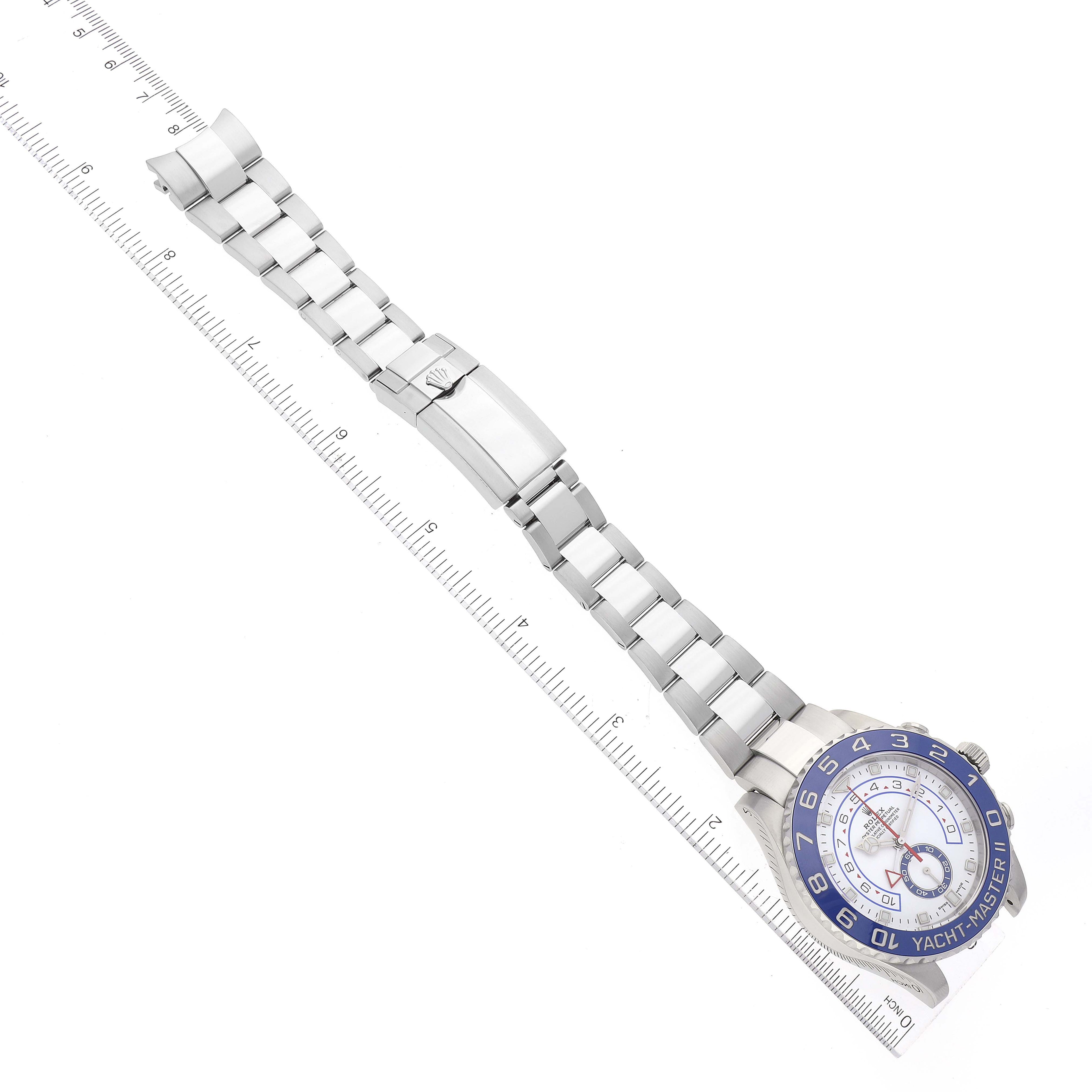 Rolex Yachtmaster II 44 Steel Blue Bezel Mens Watch 116680 Box Card