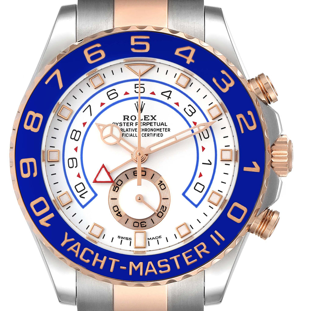 Rolex Yachtmaster II 44mm Steel Rose Gold Mens Watch 116681 Box Card