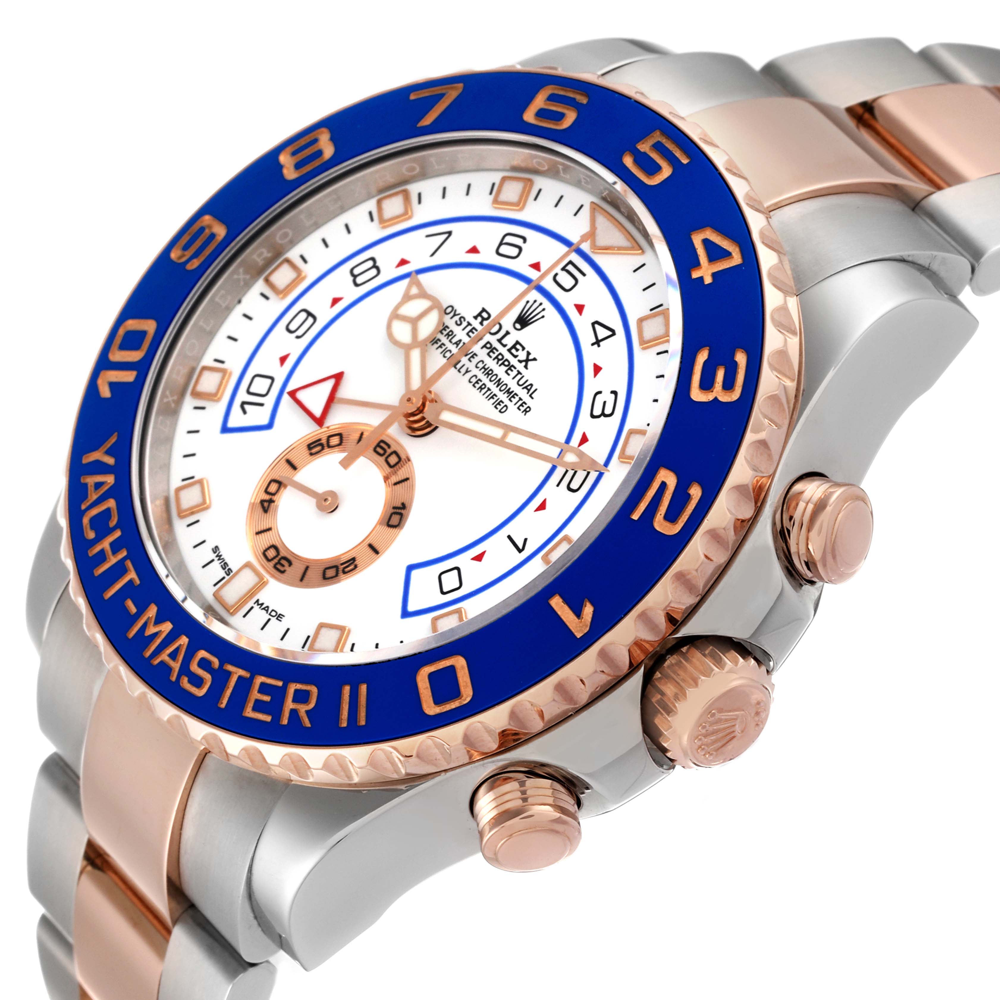 Rolex Yachtmaster II 44mm Steel Rose Gold Mens Watch 116681 Box Card