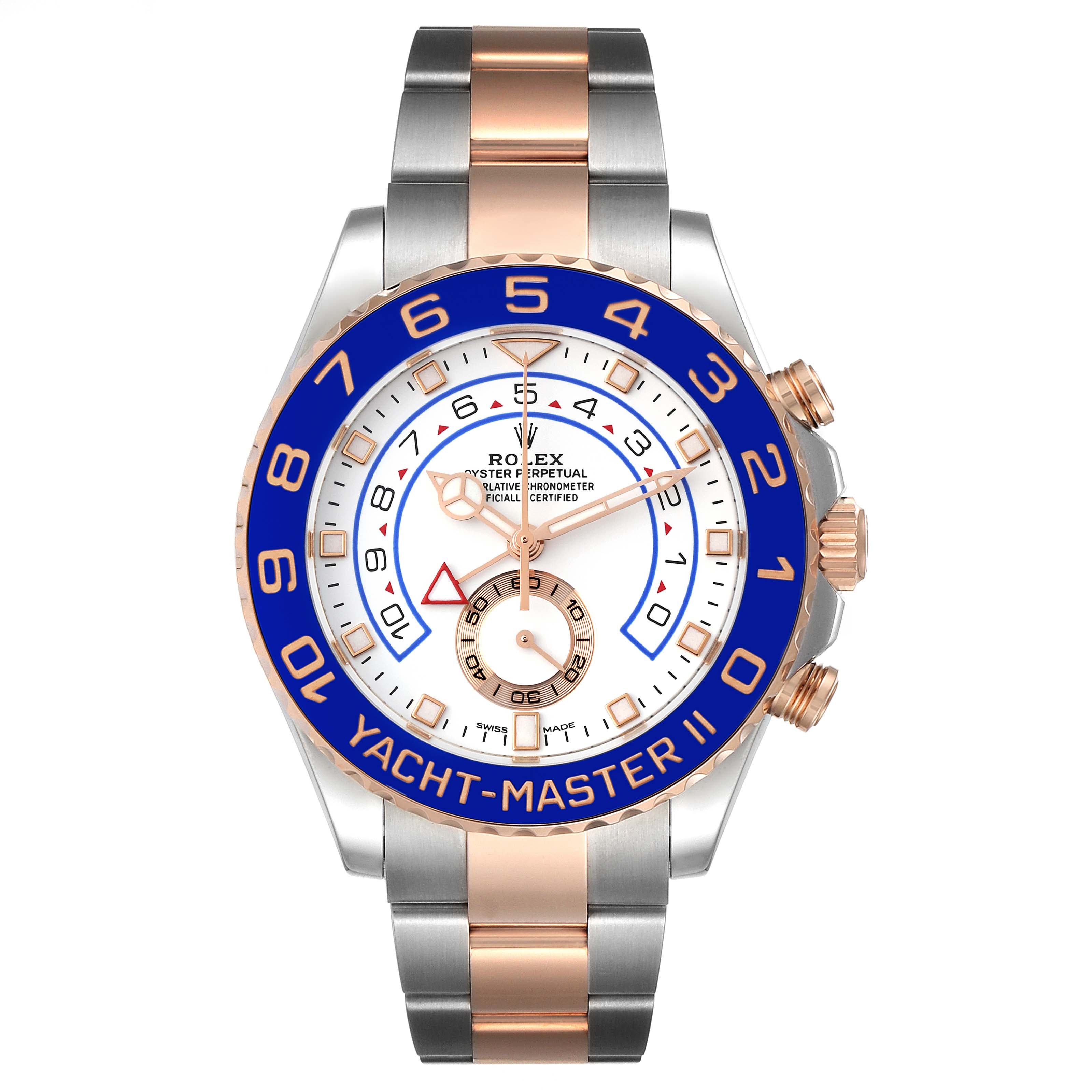 Rolex Yachtmaster II 44mm Steel Rose Gold Mens Watch 116681 Box Card